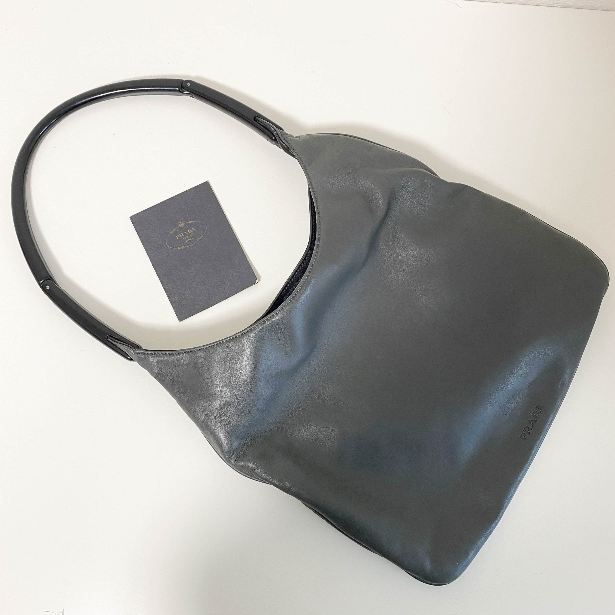 PRADA Vintage Hobo Leather Grey Totes, in , Sold by HIVE PRELOVED - Shoulder Bags, ,