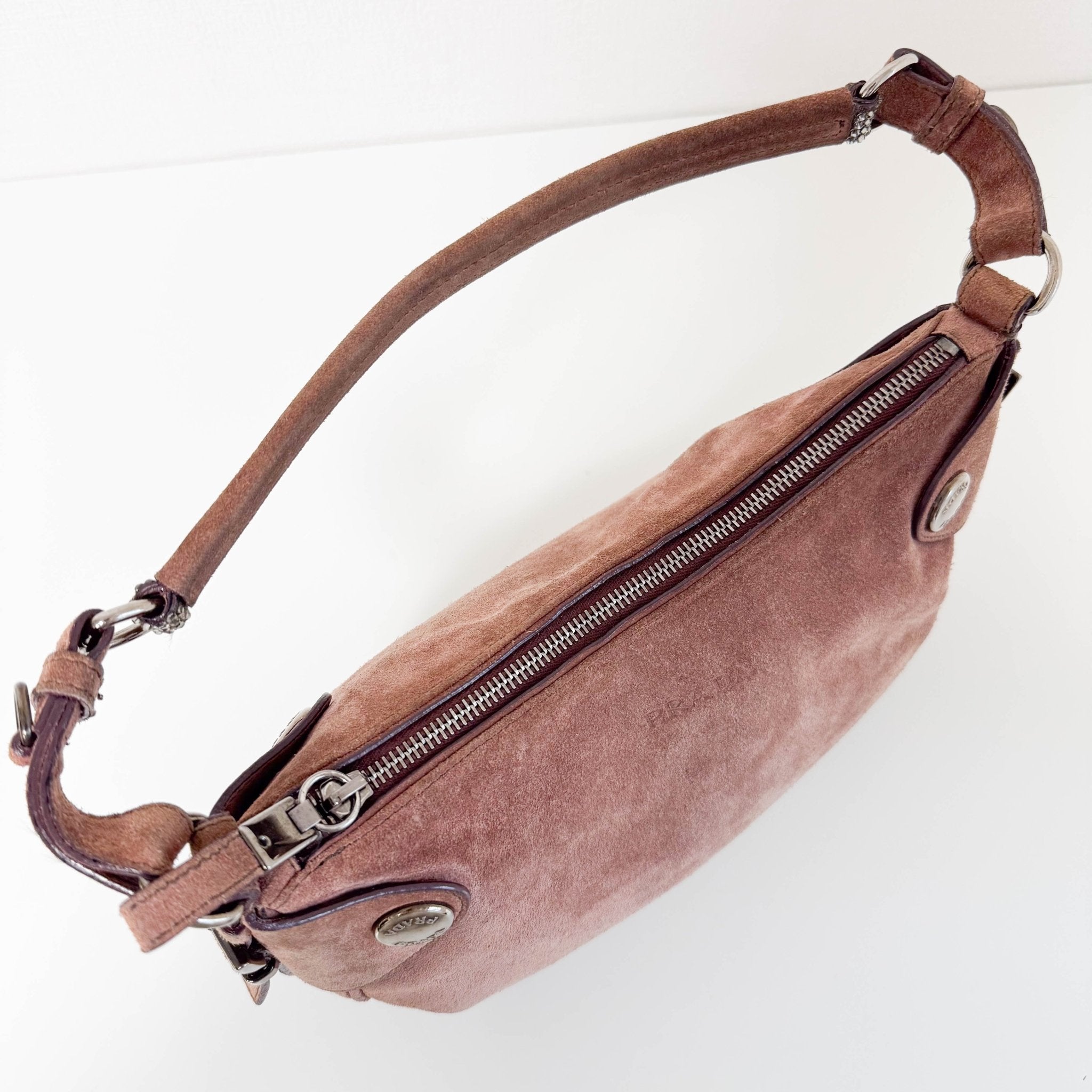 PRADA Vintage Suede Brown Shoulder Bag, in , Sold by HIVE PRELOVED - Shoulder Bags, ,