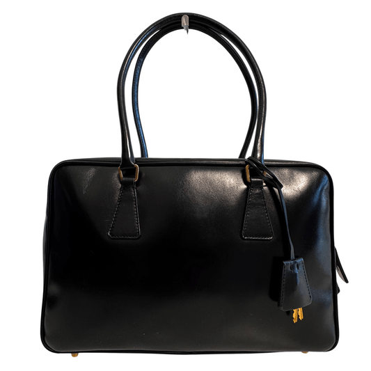 PRADA Vitello Box Bauletto Black Leather Handbag, in , Sold by HIVE PRELOVED - Handle Bags, ,