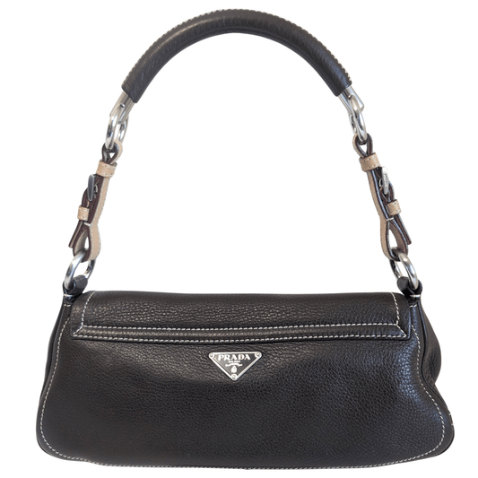PRADA Vitello Daino Brown Leather Horizontal Shoulder Bag, in , Sold by HIVE PRELOVED - Shoulder Bags, ,