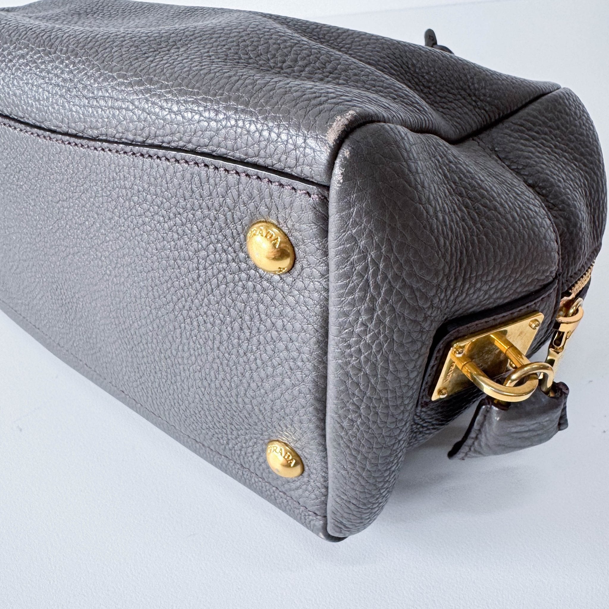 PRADA Vitello Daino Grey Leather Shoulder Bag, in , Sold by HIVE PRELOVED - Shoulder Bags, ,