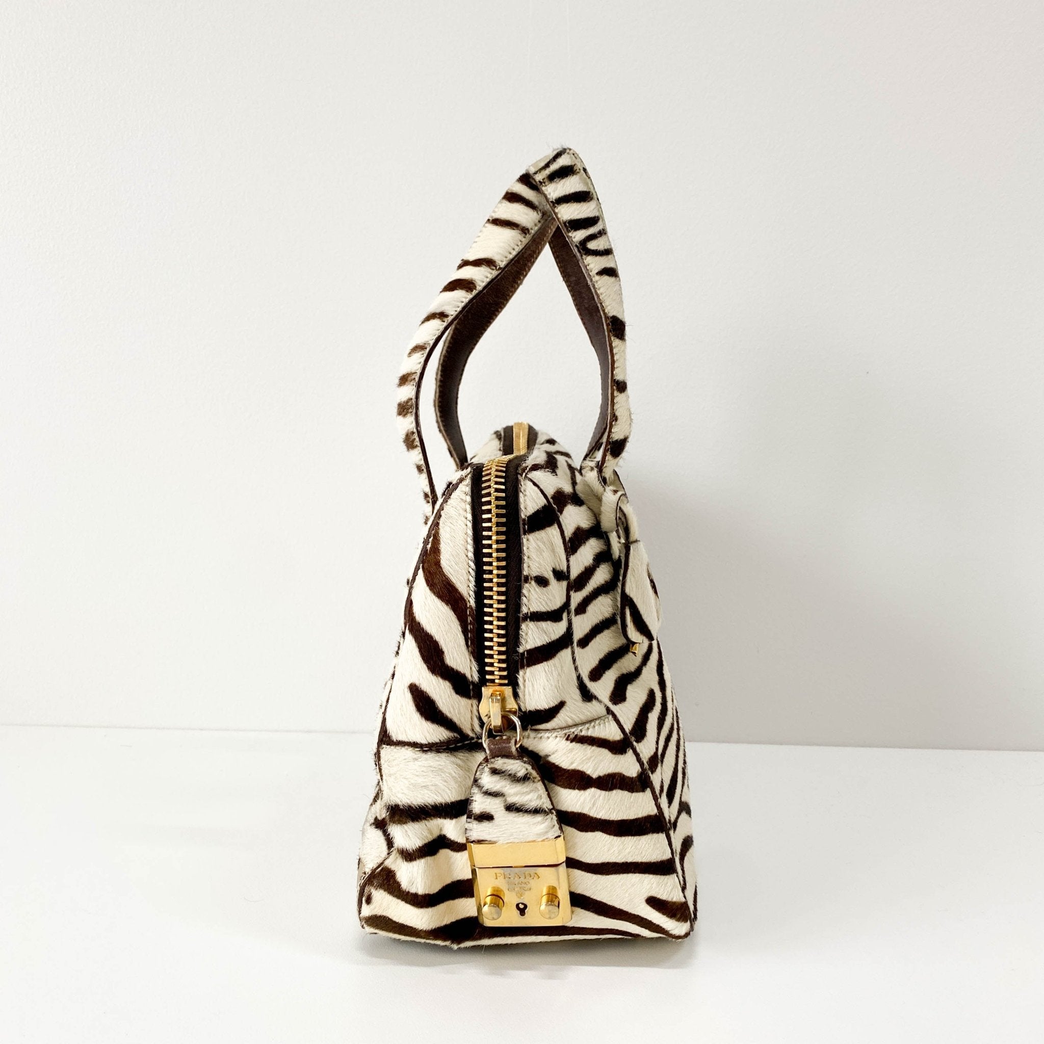 PRADA Zebra Print Harako Pony Hair Handle Bag, in , Sold by HIVE PRELOVED - Handle Bags, ,