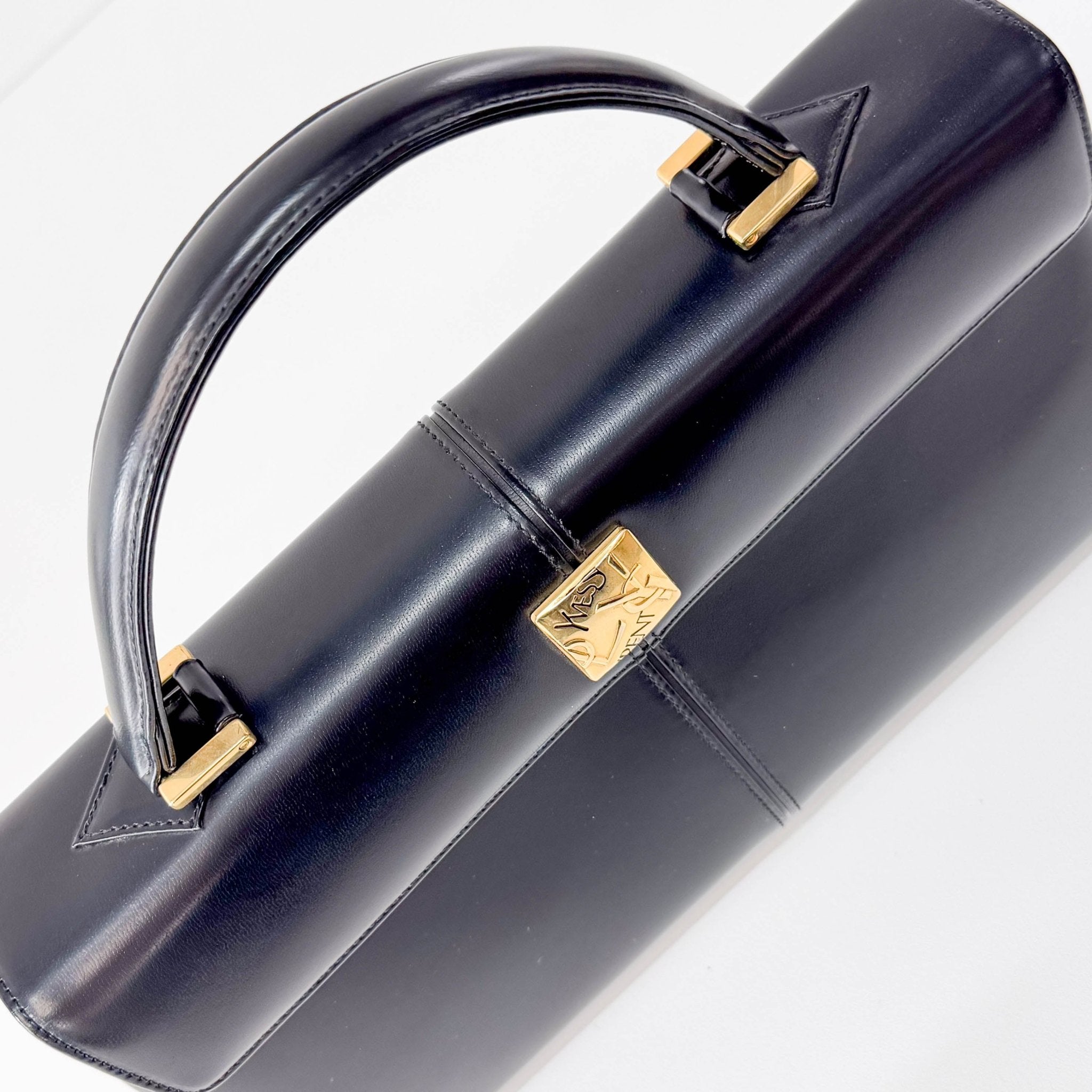SAINT LAURENT Black Calf Leather Handle Bag, in , Sold by HIVE PRELOVED - Handle Bags, ,