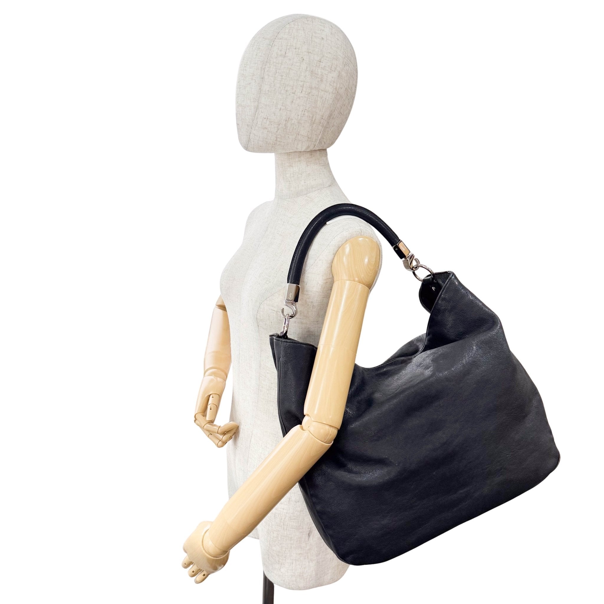 SAINT LAURENT Black Leather Hobo Shoulder Bag, in , Sold by HIVE PRELOVED - Shoulder Bags, ,