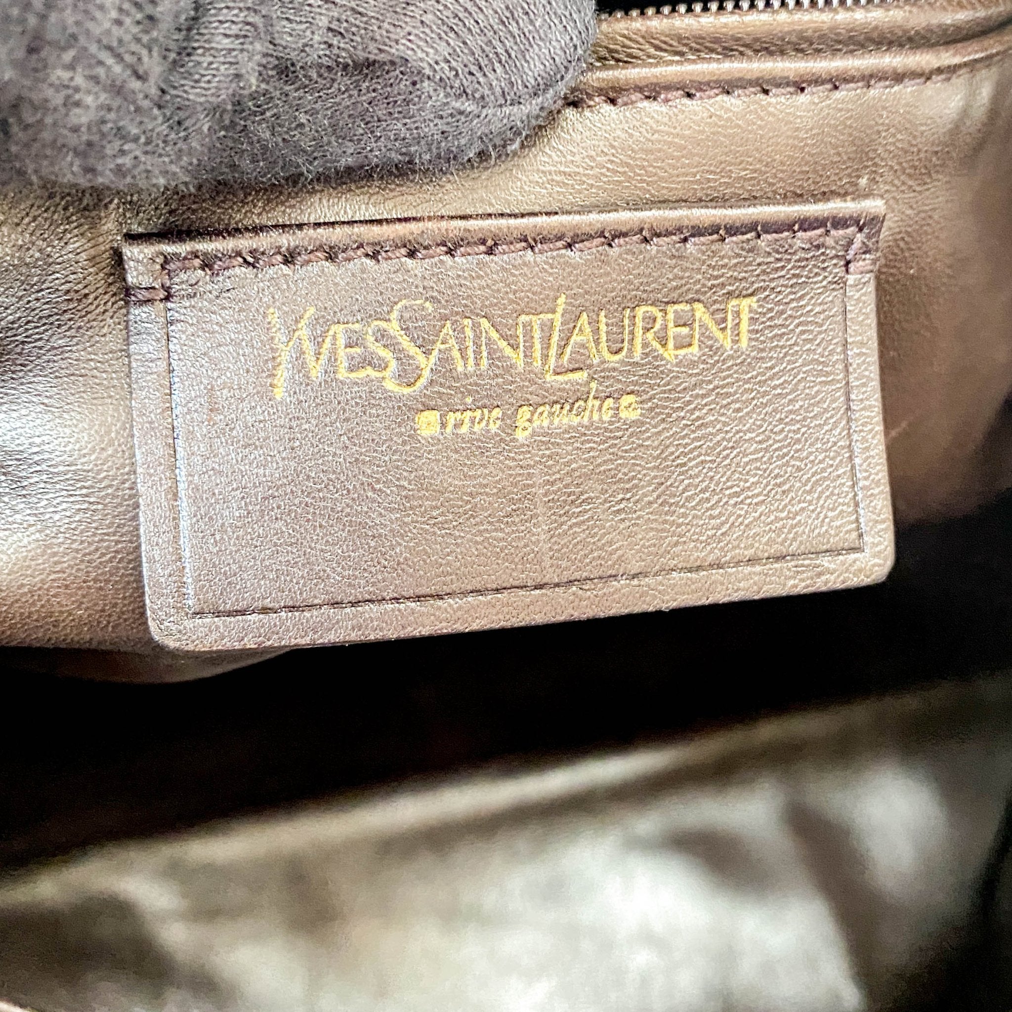 SAINT LAURENT Brown Leather Ostrich Shoulder Bag, in , Sold by HIVE PRELOVED - Shoulder Bags, ,