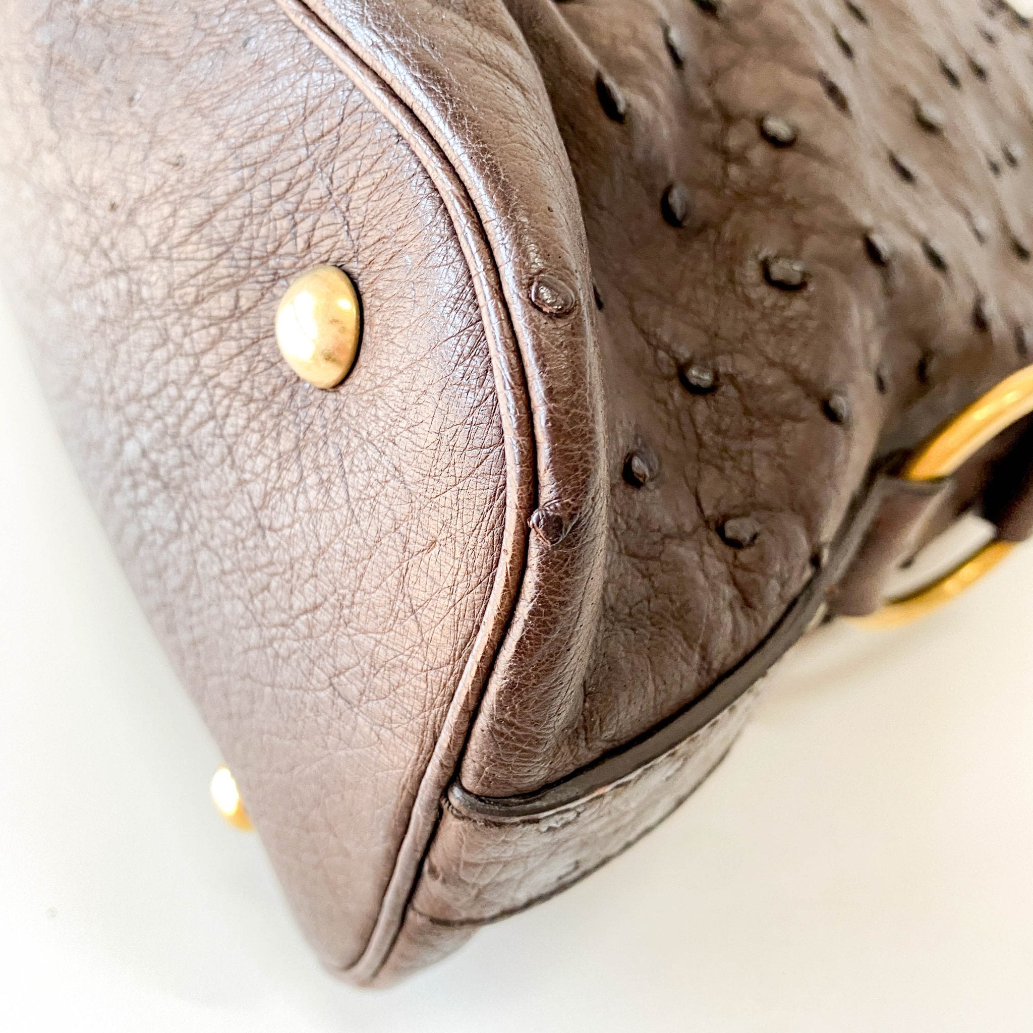 SAINT LAURENT Brown Leather Ostrich Shoulder Bag, in , Sold by HIVE PRELOVED - Shoulder Bags, ,