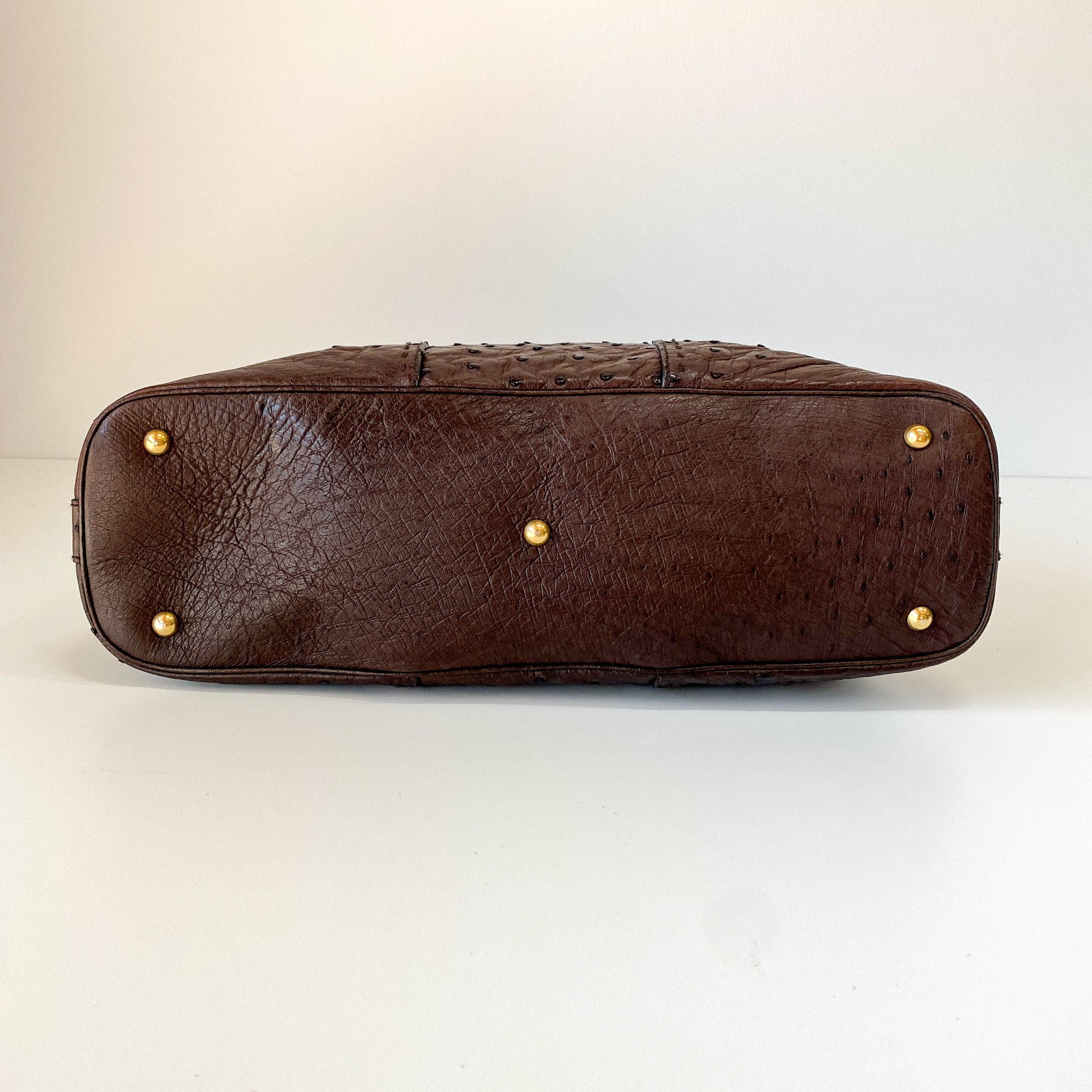 SAINT LAURENT Brown Leather Ostrich Shoulder Bag, in , Sold by HIVE PRELOVED - Shoulder Bags, ,