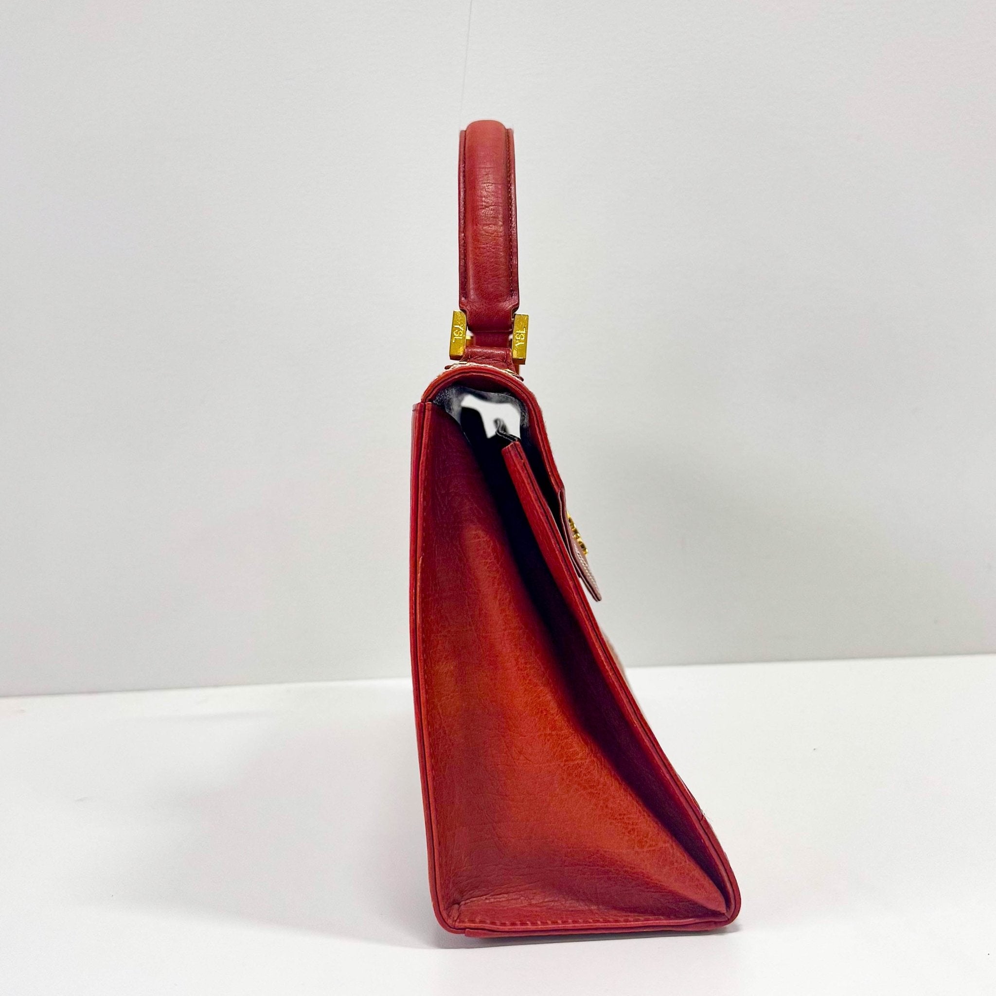 SAINT LAURENT Burnt Orange Leather Envelope Handle Bag, in , Sold by HIVE PRELOVED - Handle Bags, ,