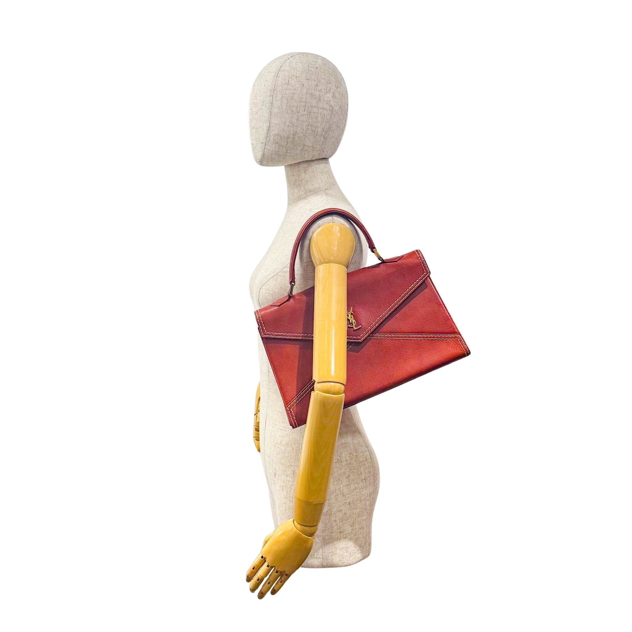 SAINT LAURENT Burnt Orange Leather Envelope Handle Bag, in , Sold by HIVE PRELOVED - Handle Bags, ,