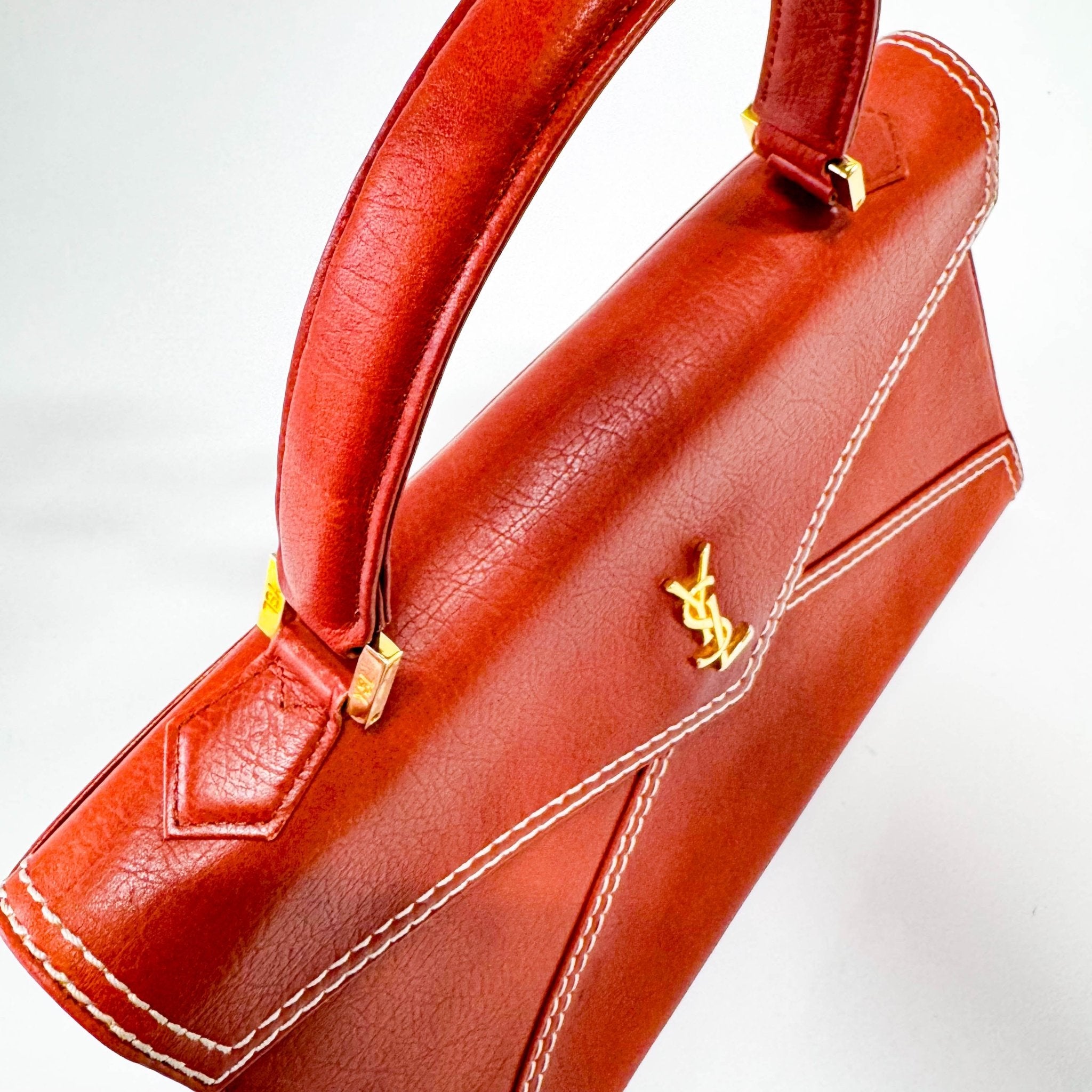 SAINT LAURENT Burnt Orange Leather Envelope Handle Bag, in , Sold by HIVE PRELOVED - Handle Bags, ,