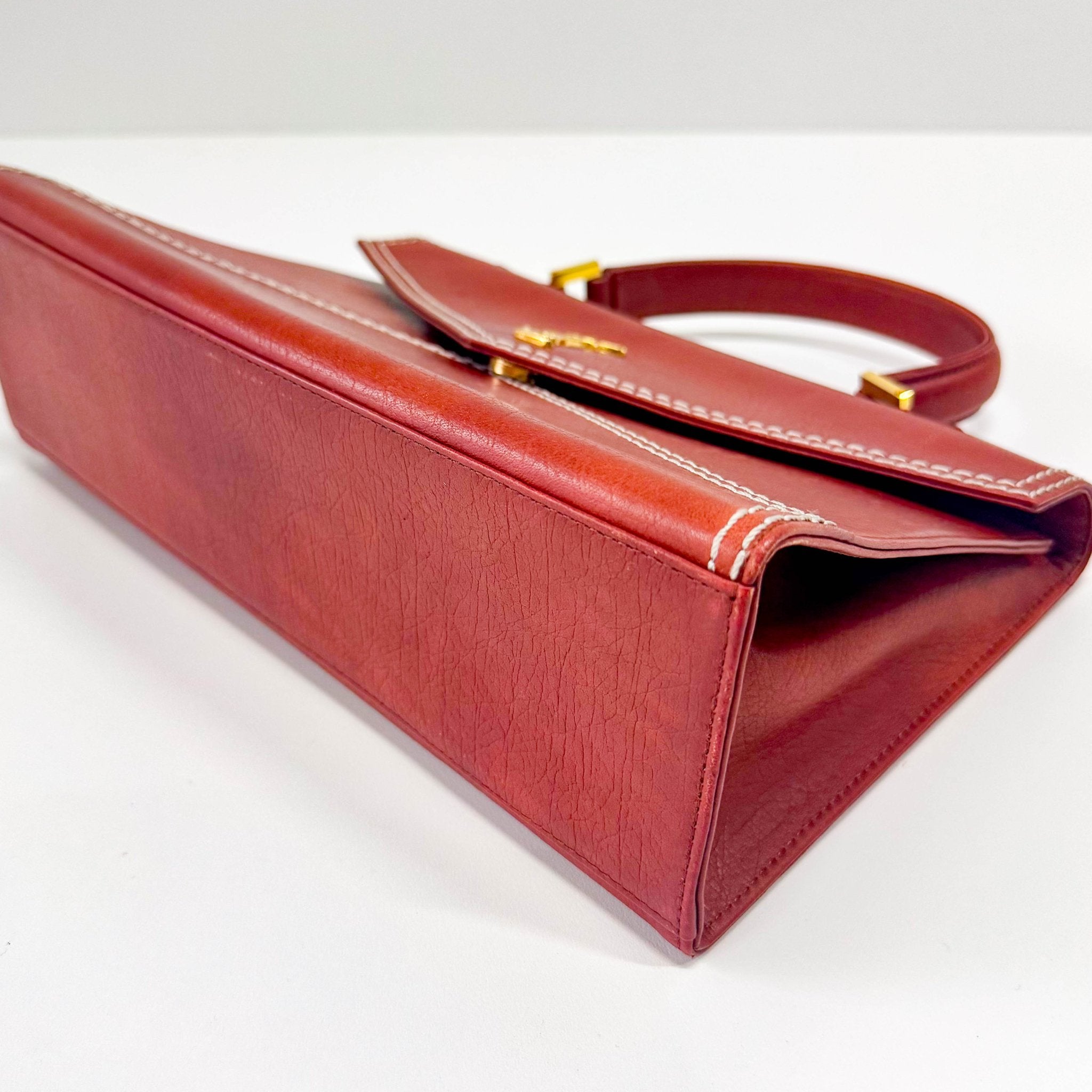 SAINT LAURENT Burnt Orange Leather Envelope Handle Bag, in , Sold by HIVE PRELOVED - Handle Bags, ,