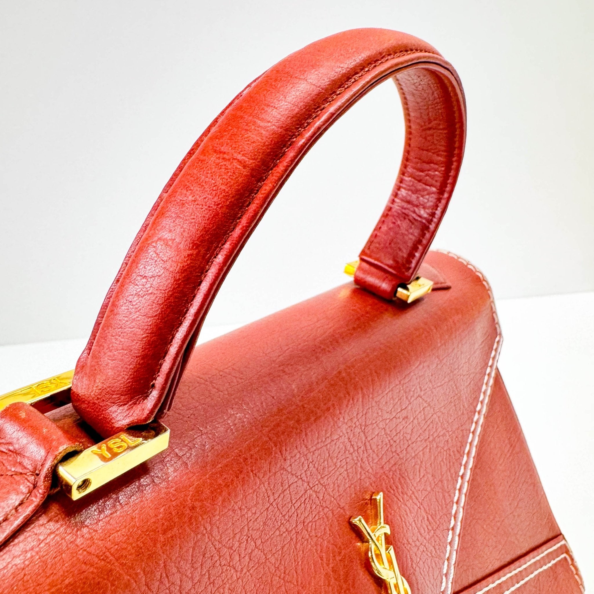 SAINT LAURENT Burnt Orange Leather Envelope Handle Bag, in , Sold by HIVE PRELOVED - Handle Bags, ,