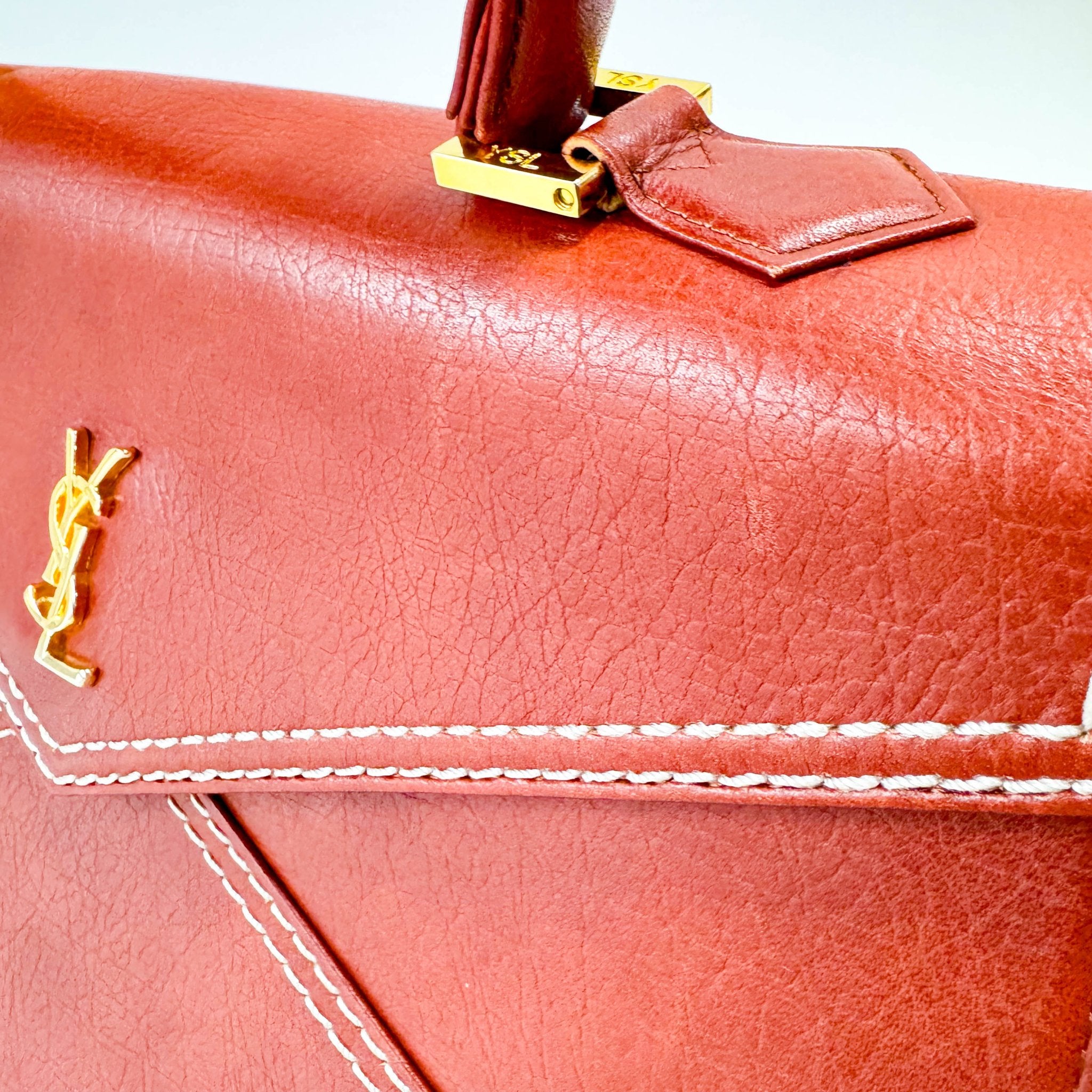 SAINT LAURENT Burnt Orange Leather Envelope Handle Bag, in , Sold by HIVE PRELOVED - Handle Bags, ,