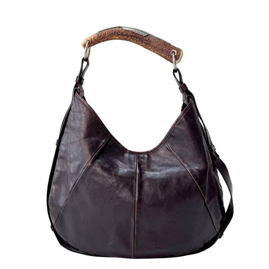 SAINT LAURENT Dark Brown Leather Mombasa Handle Bag, in , Sold by HIVE PRELOVED - Handle Bags, ,