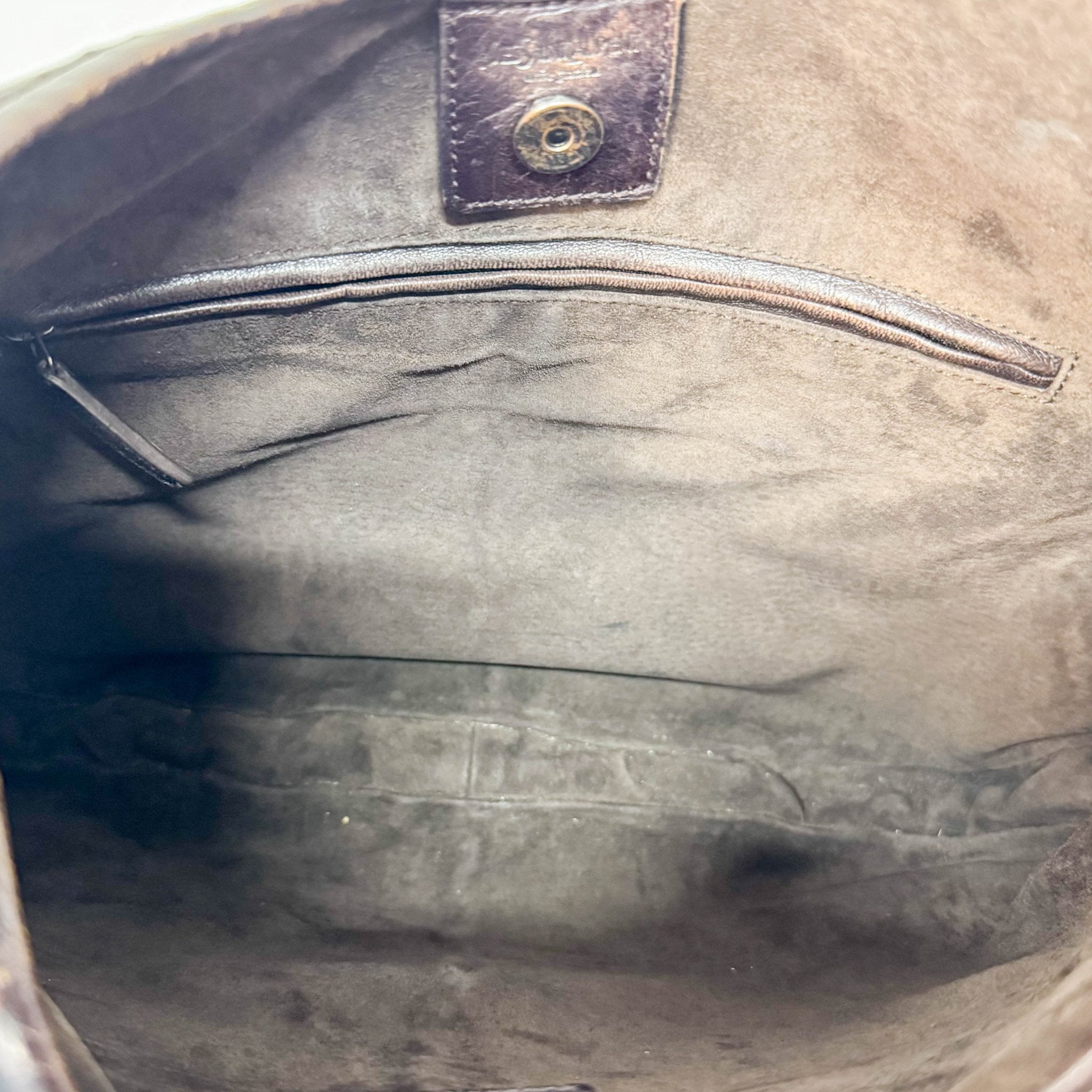 SAINT LAURENT Dark Brown Leather Mombasa Handle Bag, in , Sold by HIVE PRELOVED - Handle Bags, ,