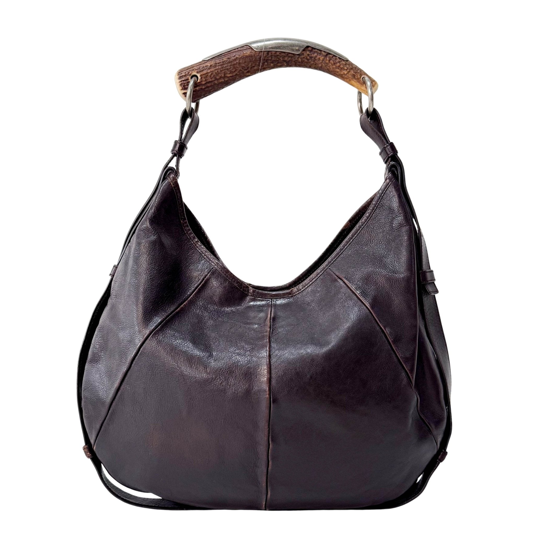 SAINT LAURENT Dark Brown Leather Mombasa Handle Bag, in , Sold by HIVE PRELOVED - Handle Bags, ,