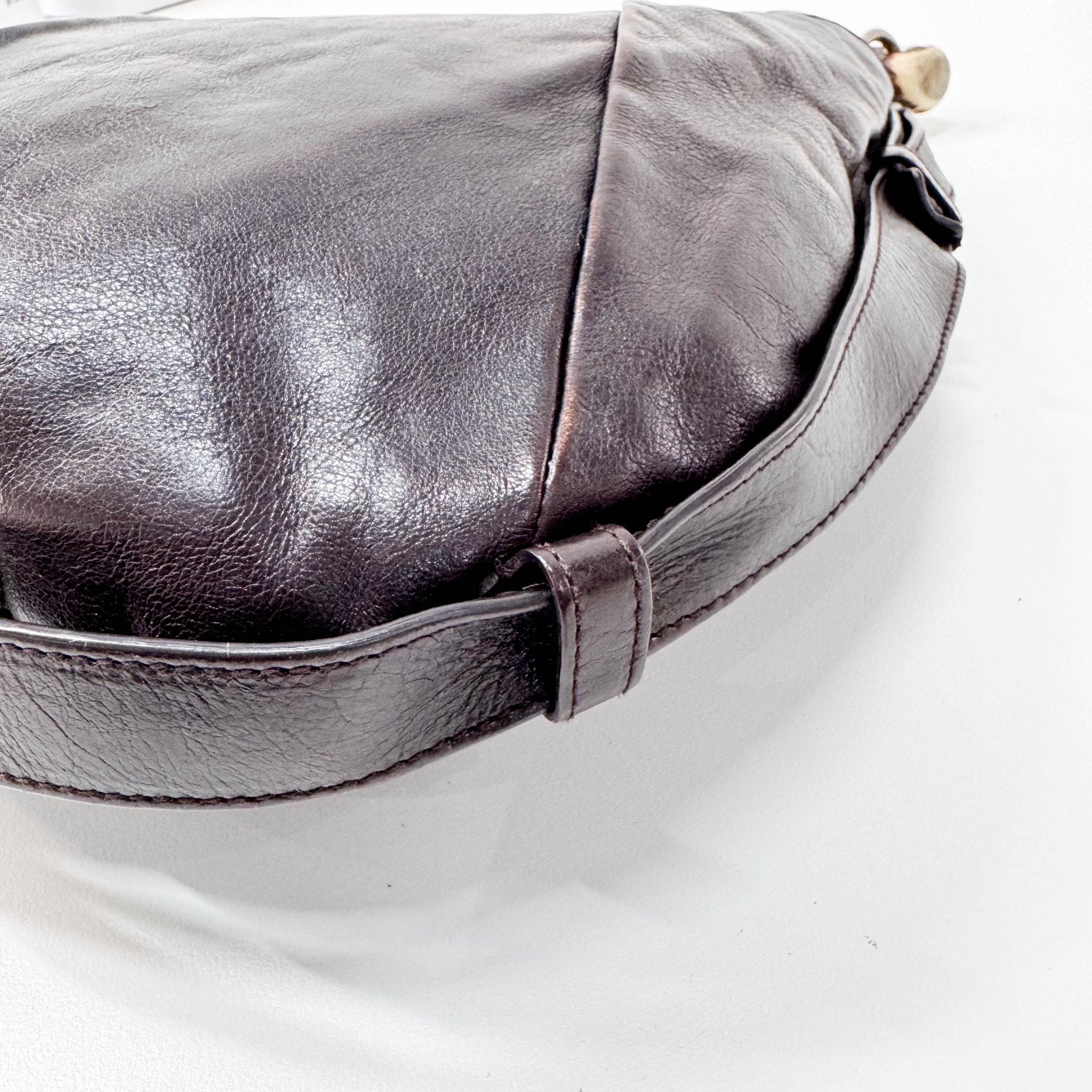 SAINT LAURENT Dark Brown Leather Mombasa Handle Bag, in , Sold by HIVE PRELOVED - Handle Bags, ,