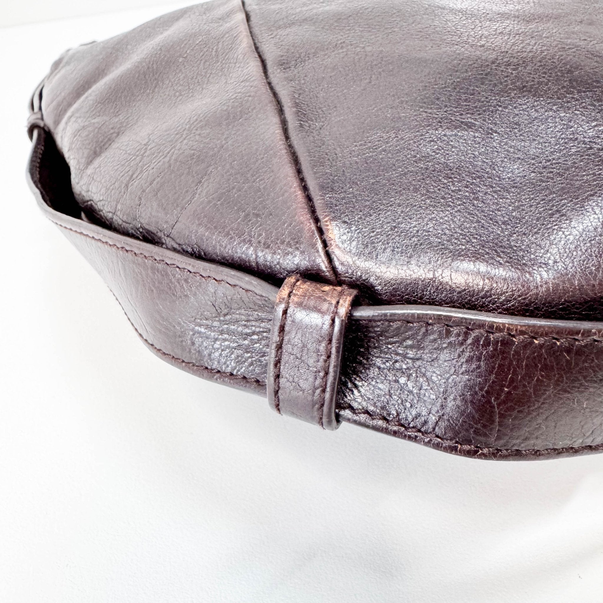 SAINT LAURENT Dark Brown Leather Mombasa Handle Bag, in , Sold by HIVE PRELOVED - Handle Bags, ,