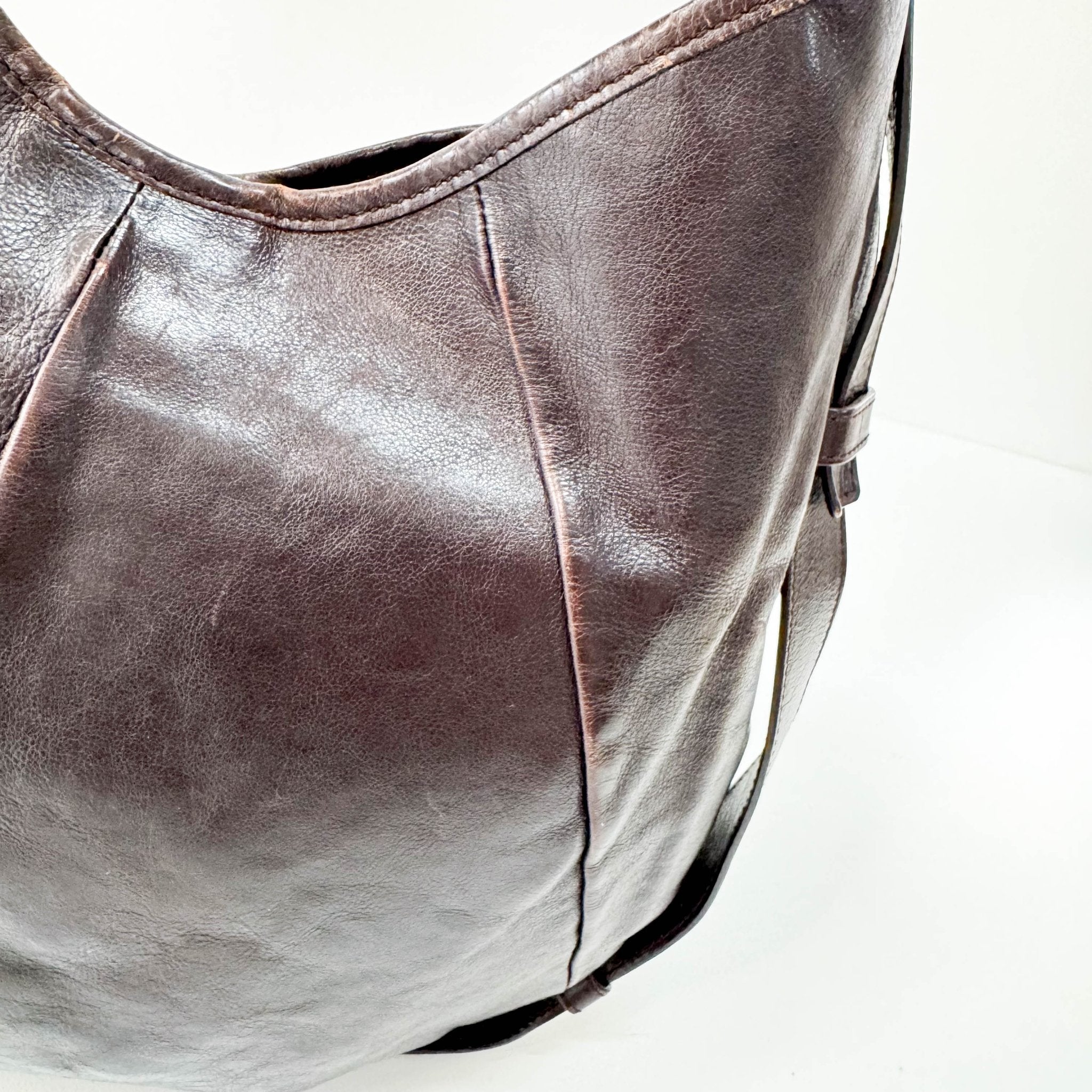 SAINT LAURENT Dark Brown Leather Mombasa Handle Bag, in , Sold by HIVE PRELOVED - Handle Bags, ,