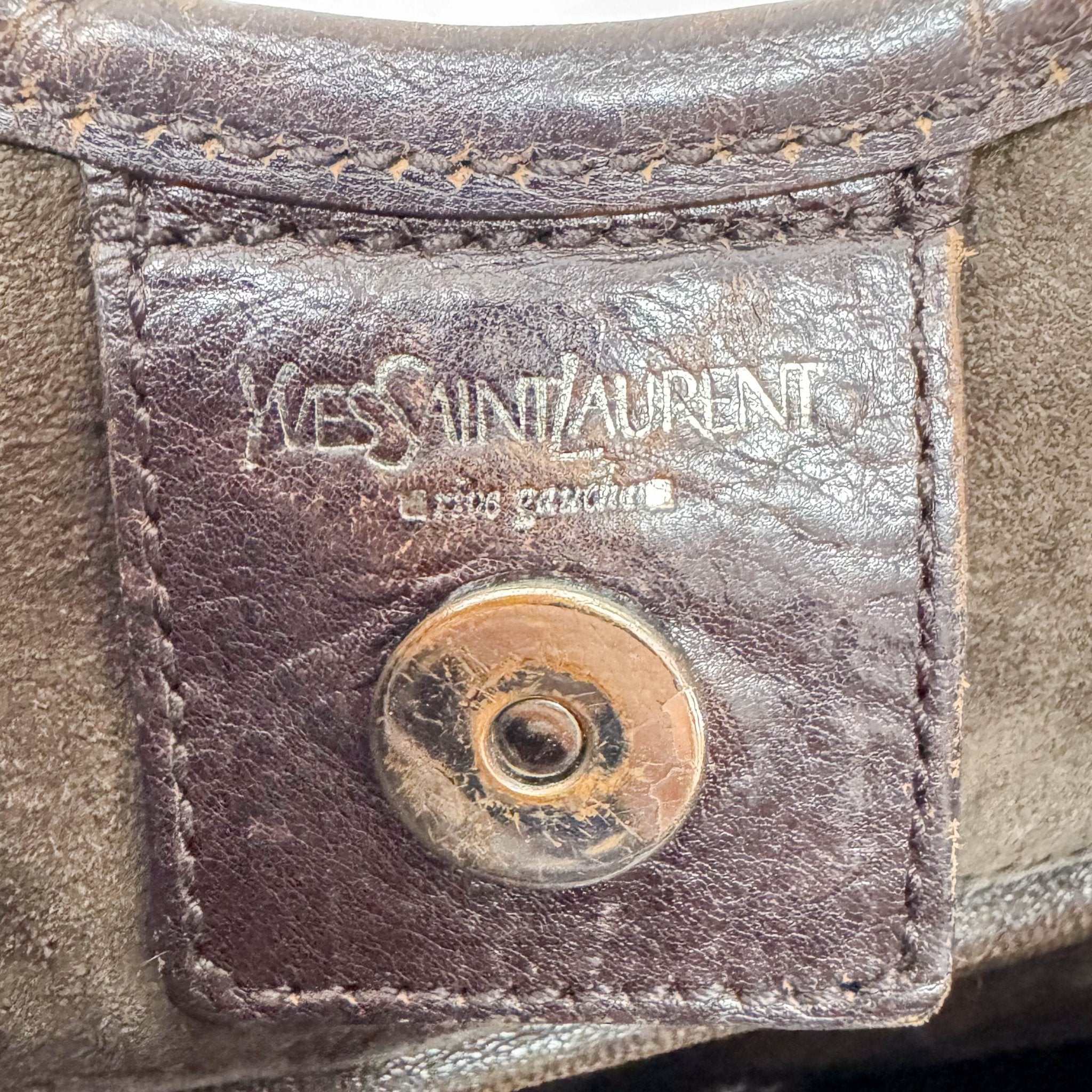 SAINT LAURENT Dark Brown Leather Mombasa Handle Bag, in , Sold by HIVE PRELOVED - Handle Bags, ,