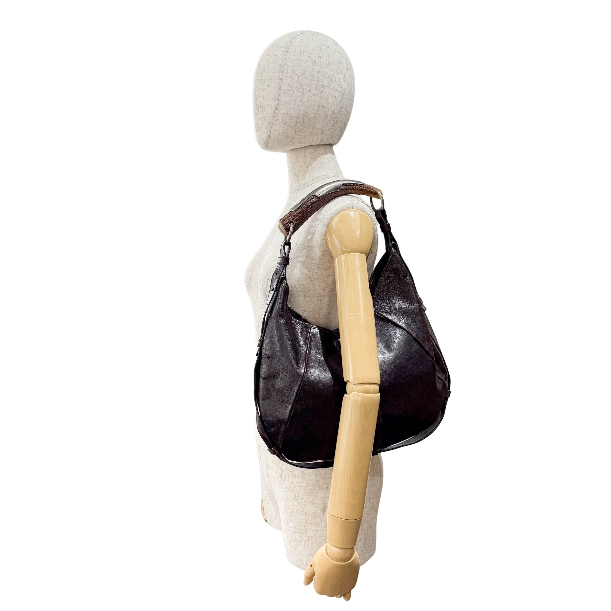 SAINT LAURENT Dark Brown Leather Mombasa Handle Bag, in , Sold by HIVE PRELOVED - Handle Bags, ,