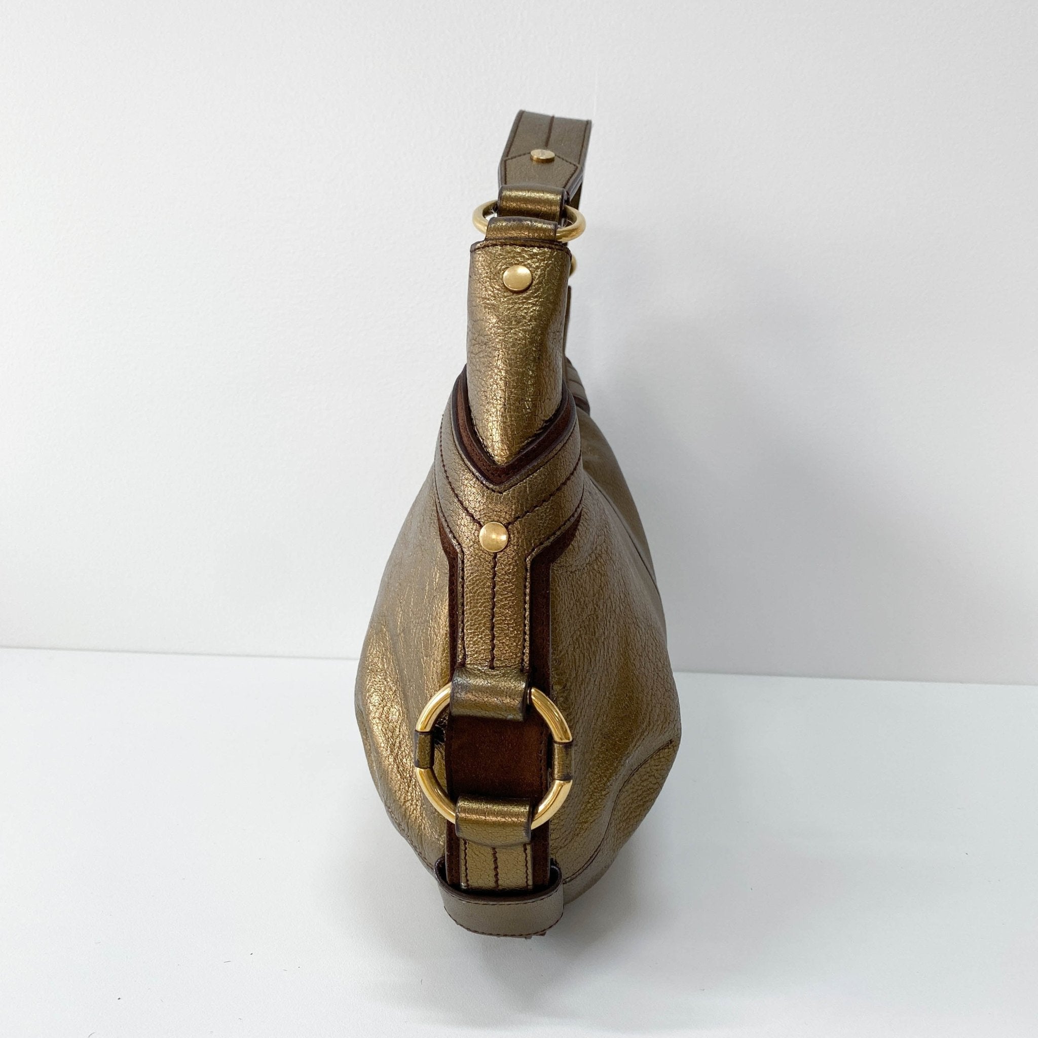 SAINT LAURENT Gold Leather Hobo Shoulder Bag, in , Sold by HIVE PRELOVED - Handle Bags, ,