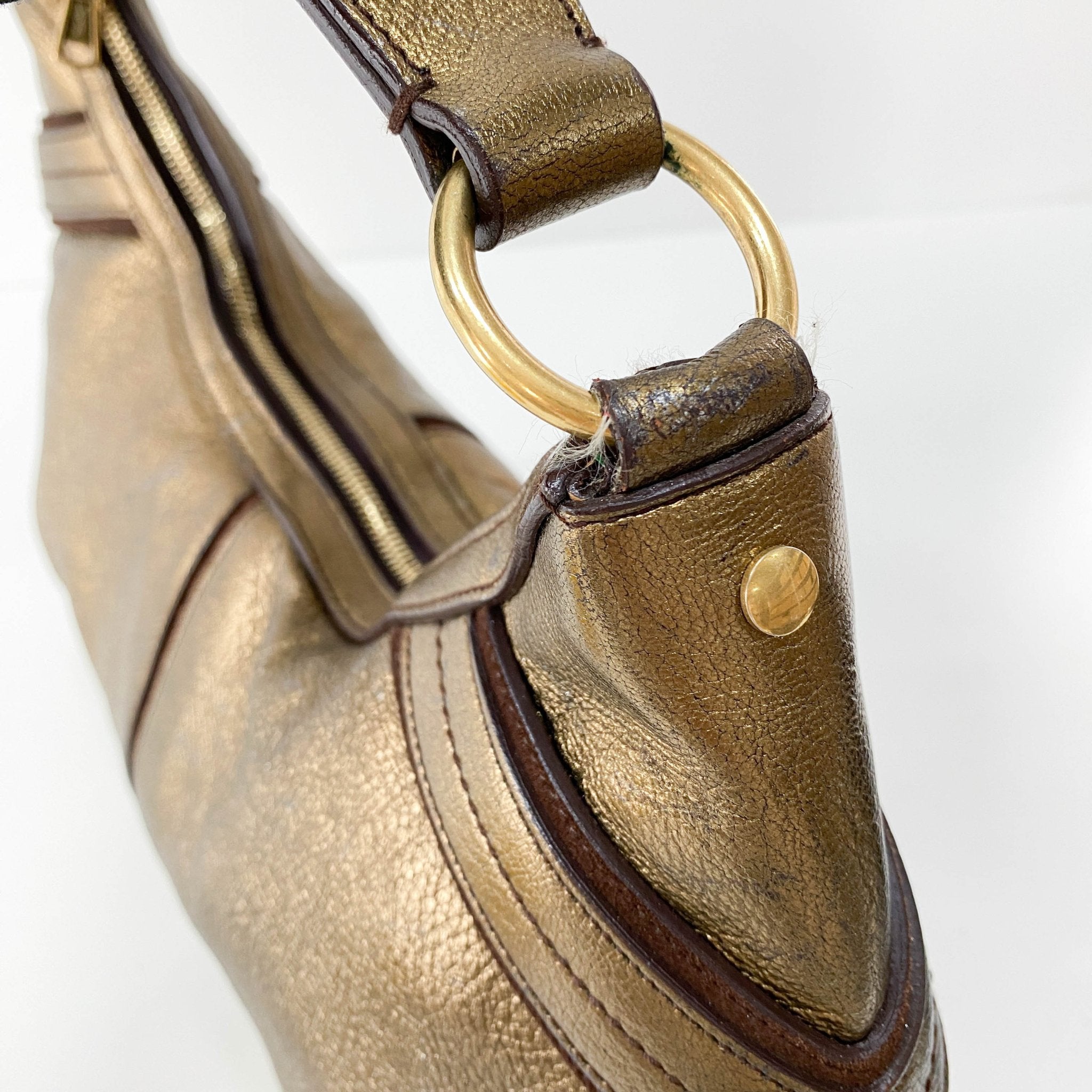 SAINT LAURENT Gold Leather Hobo Shoulder Bag, in , Sold by HIVE PRELOVED - Handle Bags, ,