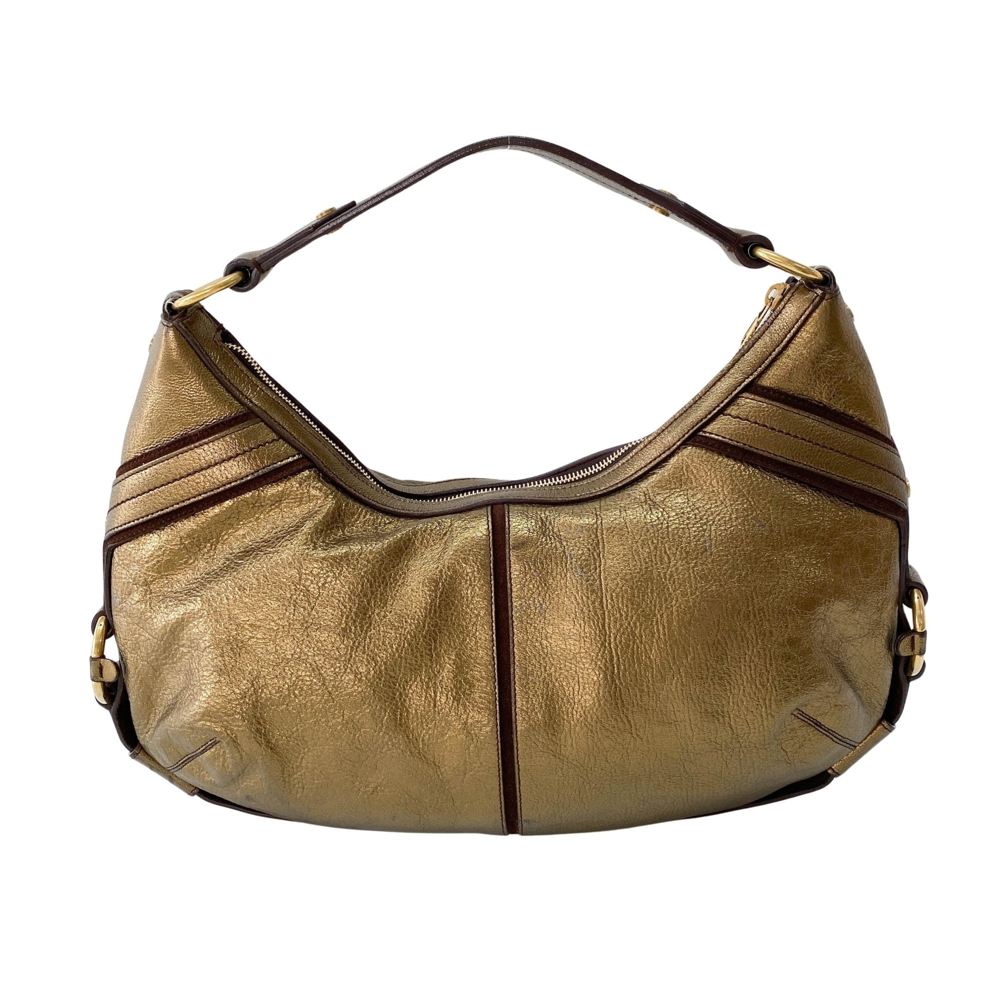SAINT LAURENT Gold Leather Hobo Shoulder Bag, in , Sold by HIVE PRELOVED - Handle Bags, ,