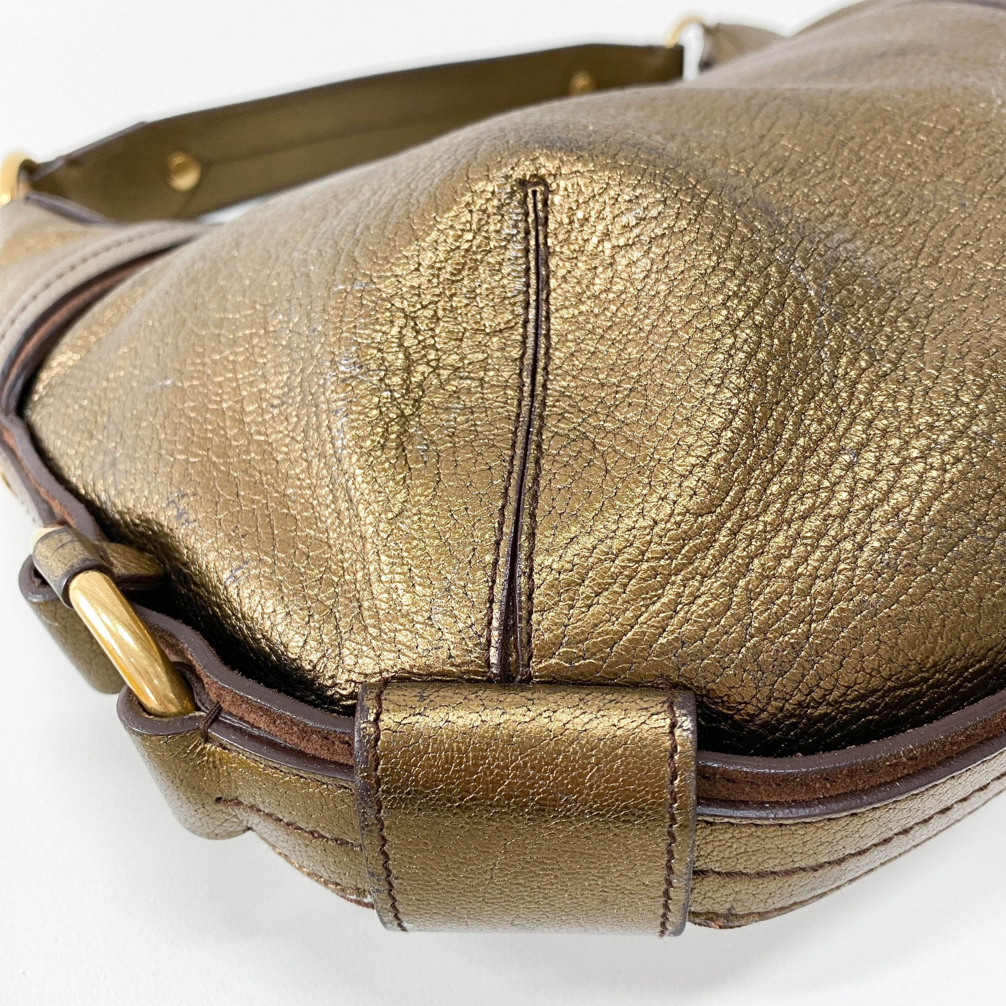 SAINT LAURENT Gold Leather Hobo Shoulder Bag, in , Sold by HIVE PRELOVED - Handle Bags, ,