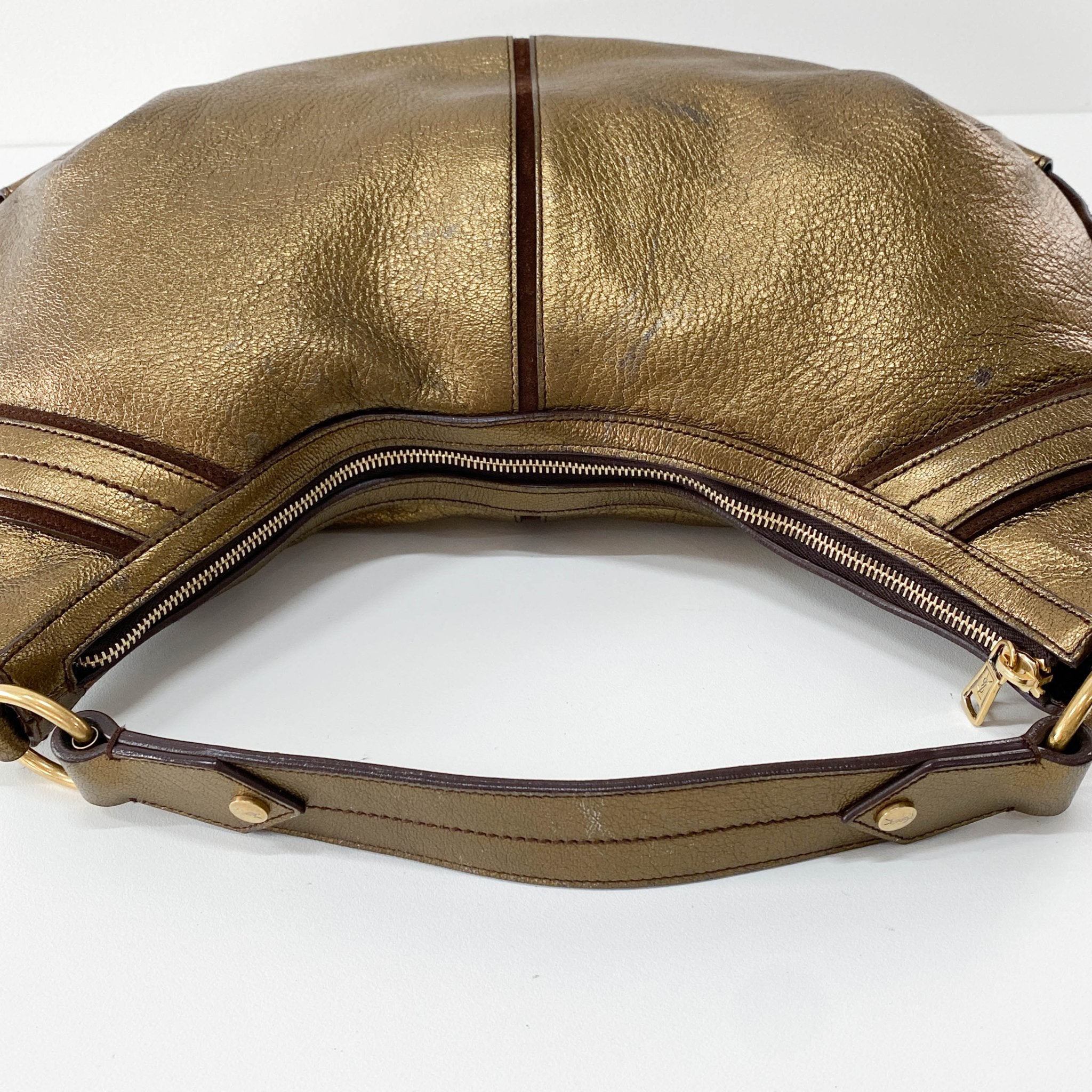 SAINT LAURENT Gold Leather Hobo Shoulder Bag, in , Sold by HIVE PRELOVED - Handle Bags, ,