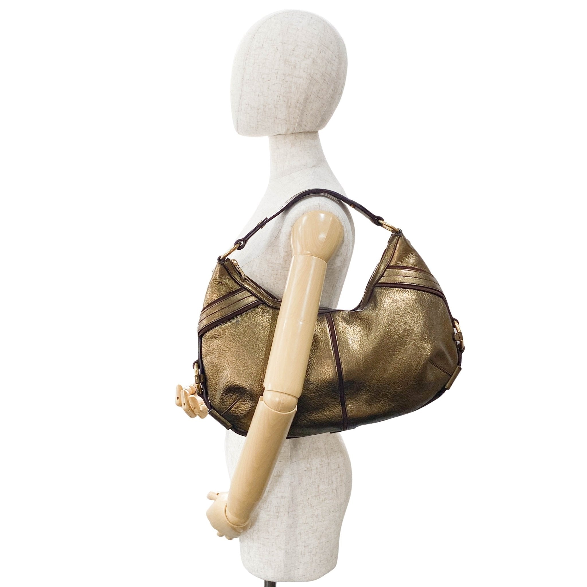 SAINT LAURENT Gold Leather Hobo Shoulder Bag, in , Sold by HIVE PRELOVED - Handle Bags, ,