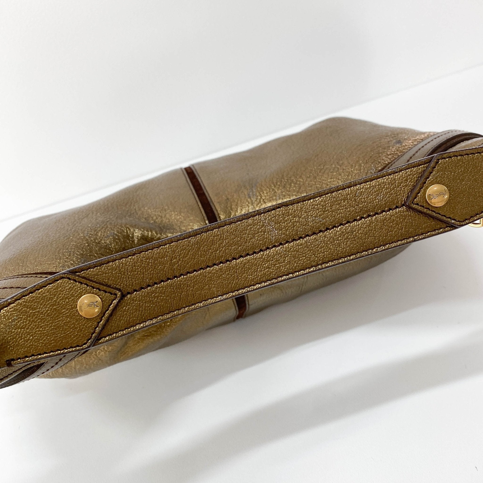 SAINT LAURENT Gold Leather Hobo Shoulder Bag, in , Sold by HIVE PRELOVED - Handle Bags, ,