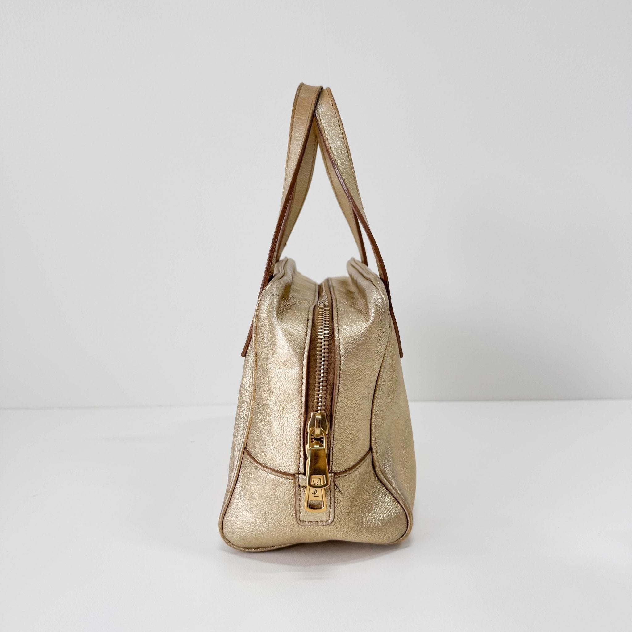 SAINT LAURENT Gold Leather Mini Handbag, in , Sold by HIVE PRELOVED - Handle Bags, Mini bags,