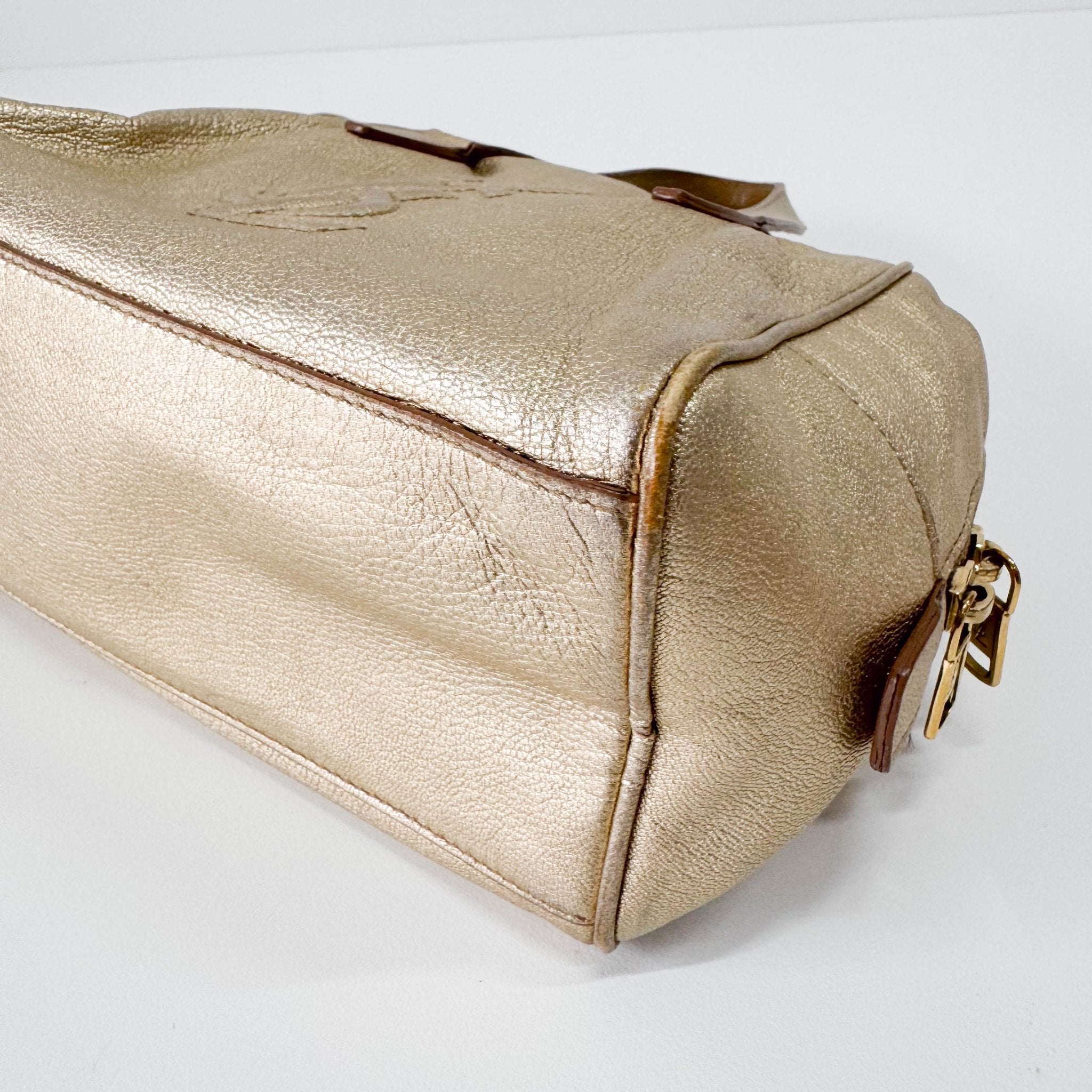 SAINT LAURENT Gold Leather Mini Handbag, in , Sold by HIVE PRELOVED - Handle Bags, Mini bags,
