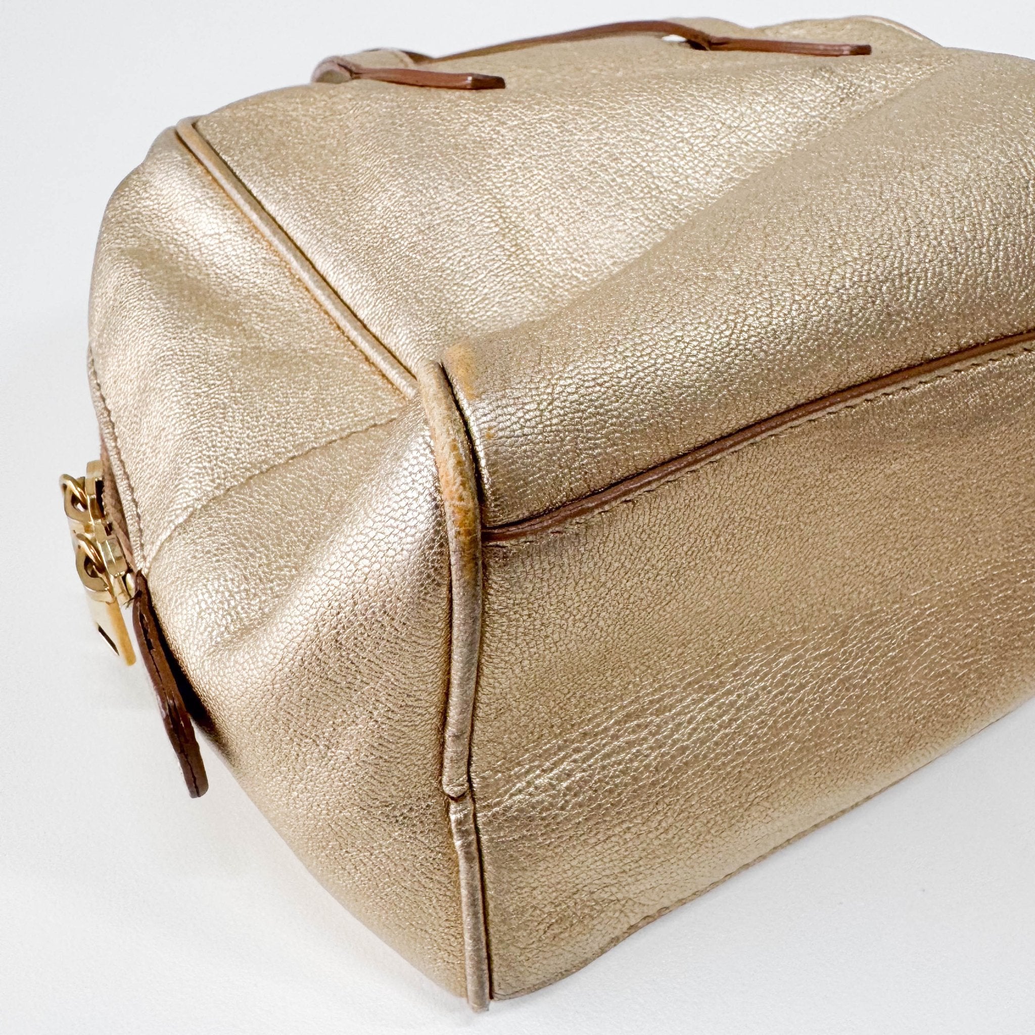 SAINT LAURENT Gold Leather Mini Handbag, in , Sold by HIVE PRELOVED - Handle Bags, Mini bags,