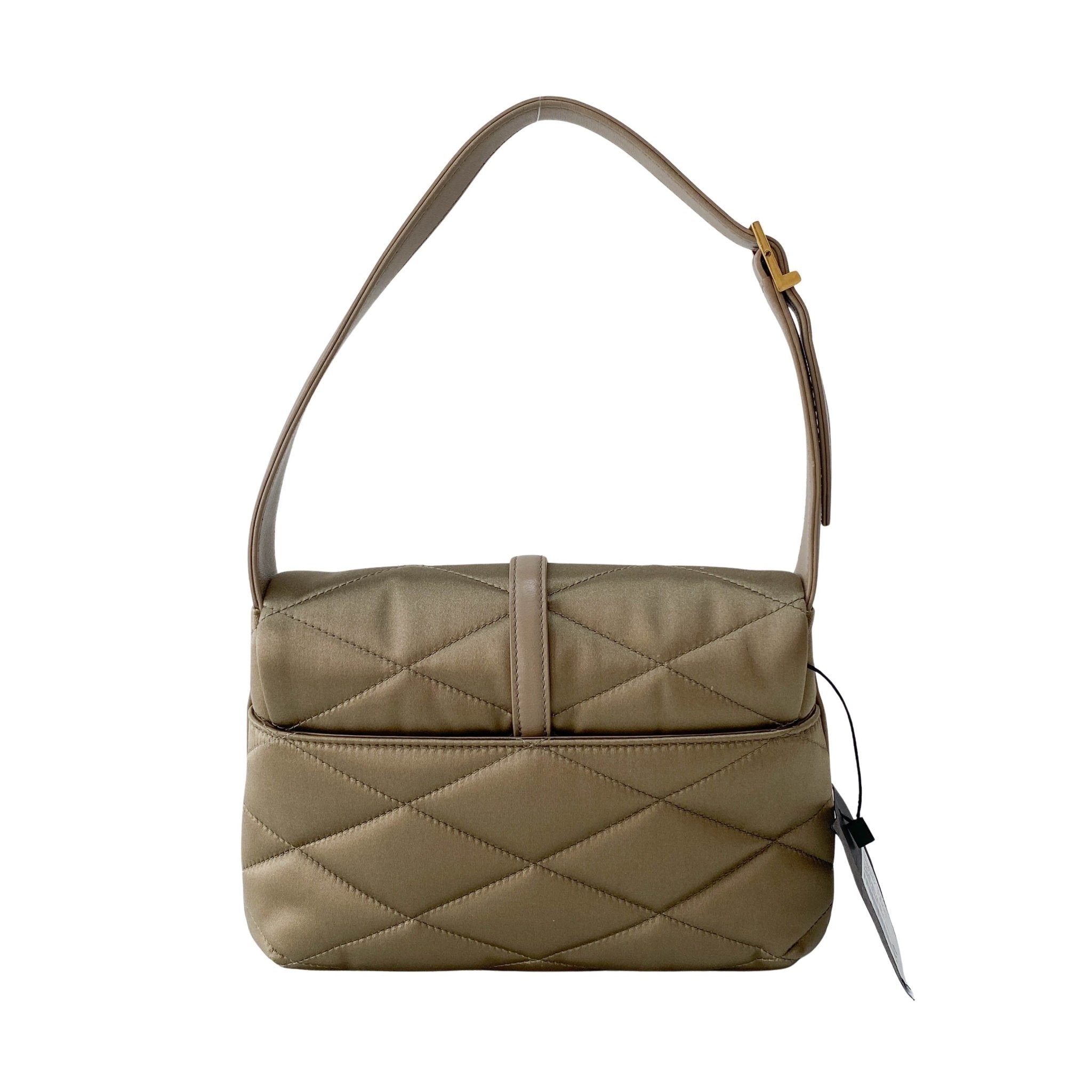 SAINT LAURENT LE 5 À 7 Puffer Gold Satin Shoulder Bag, in , Sold by HIVE PRELOVED - Shoulder Bags, ,