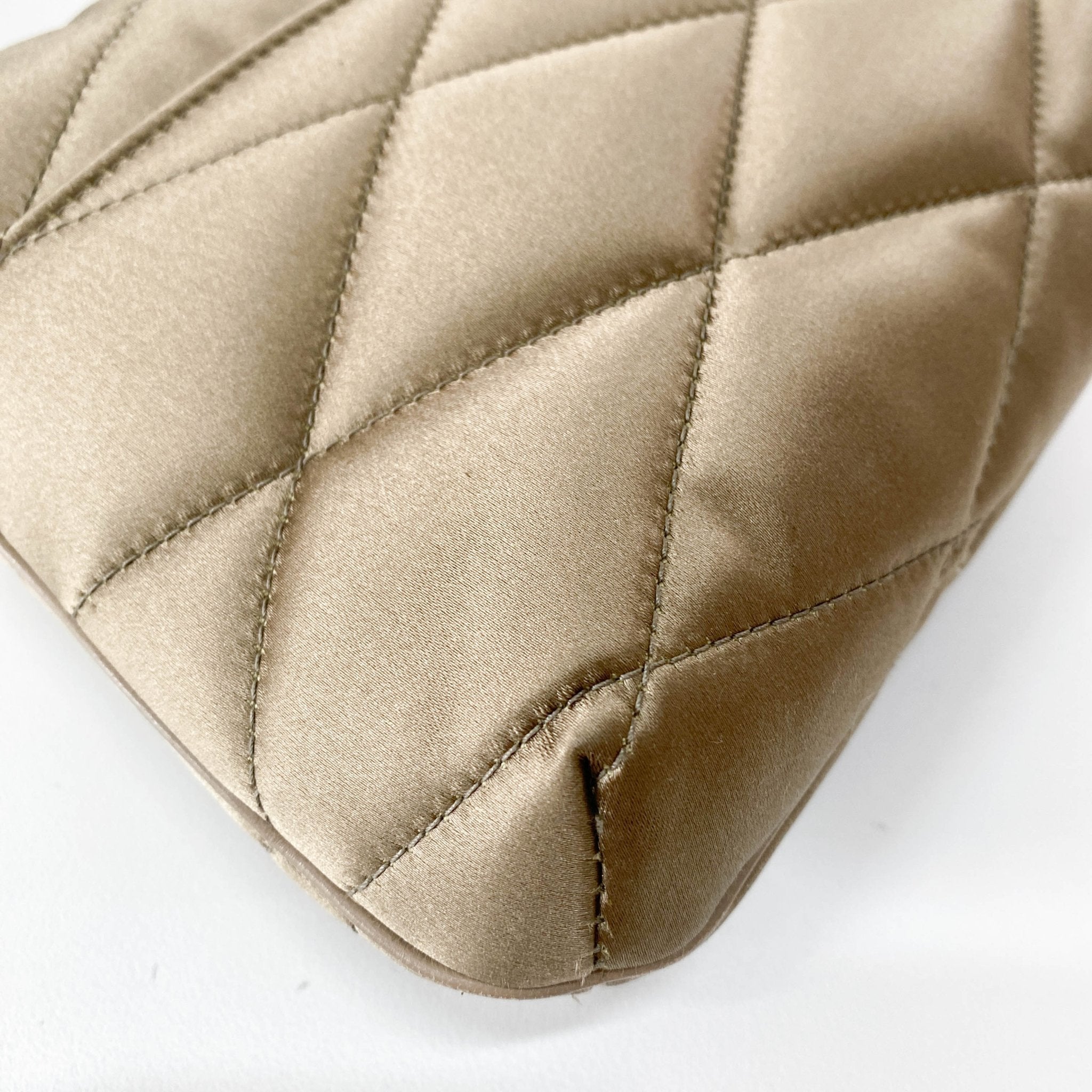 SAINT LAURENT LE 5 À 7 Puffer Gold Satin Shoulder Bag, in , Sold by HIVE PRELOVED - Shoulder Bags, ,