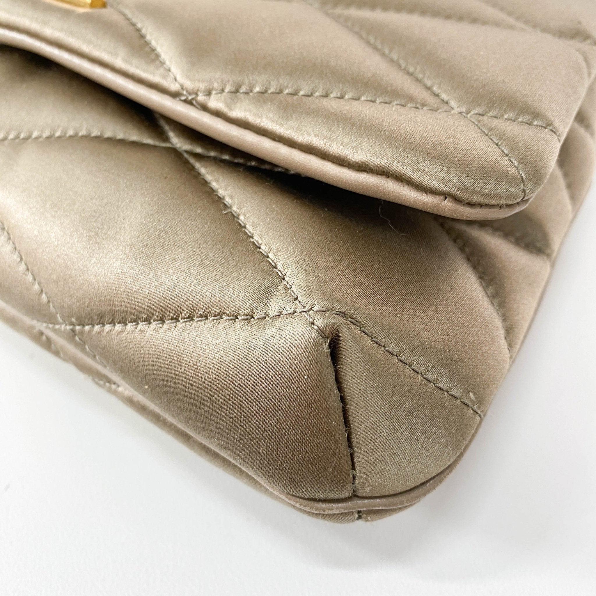 SAINT LAURENT LE 5 À 7 Puffer Gold Satin Shoulder Bag, in , Sold by HIVE PRELOVED - Shoulder Bags, ,