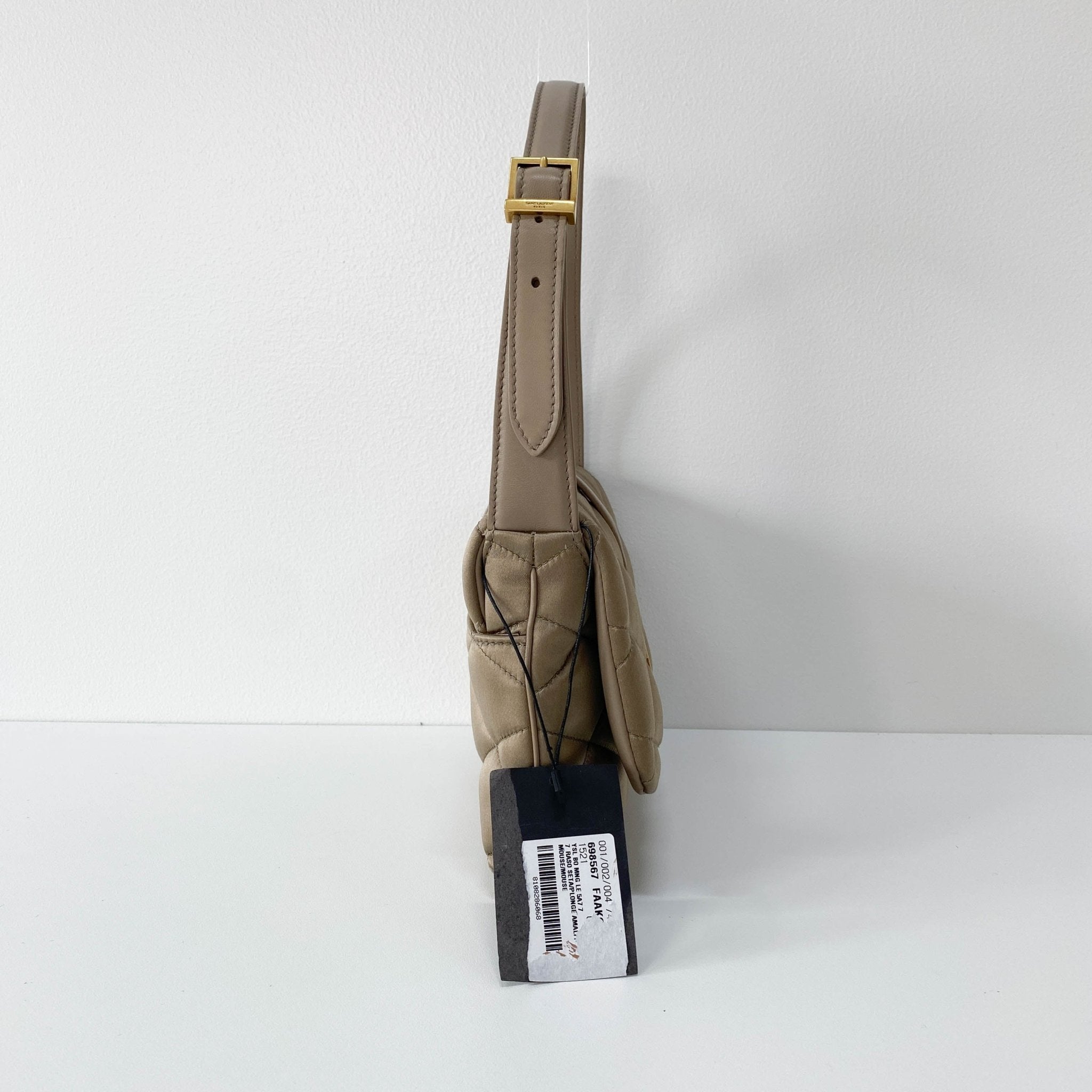 SAINT LAURENT LE 5 À 7 Puffer Gold Satin Shoulder Bag, in , Sold by HIVE PRELOVED - Shoulder Bags, ,