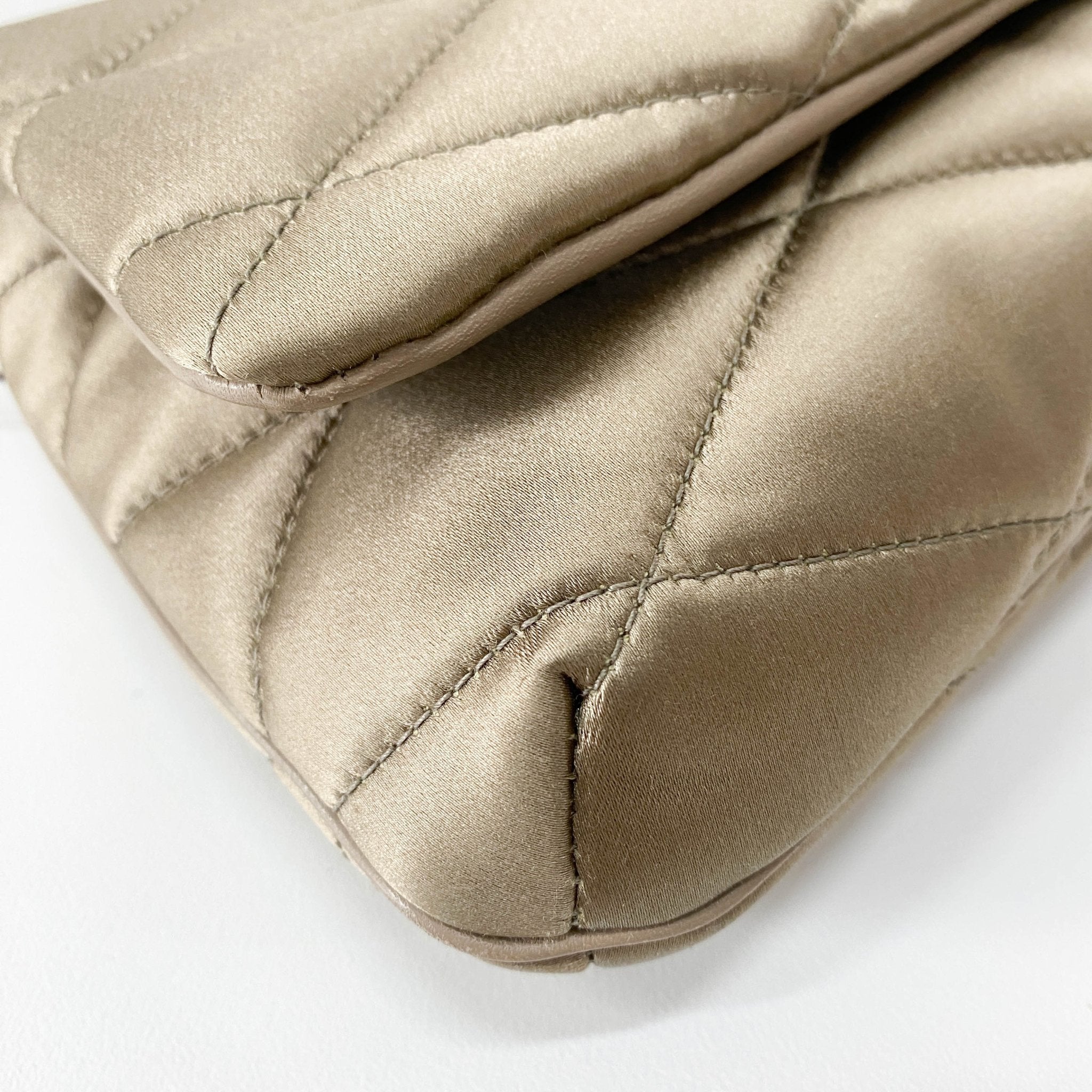 SAINT LAURENT LE 5 À 7 Puffer Gold Satin Shoulder Bag, in , Sold by HIVE PRELOVED - Shoulder Bags, ,