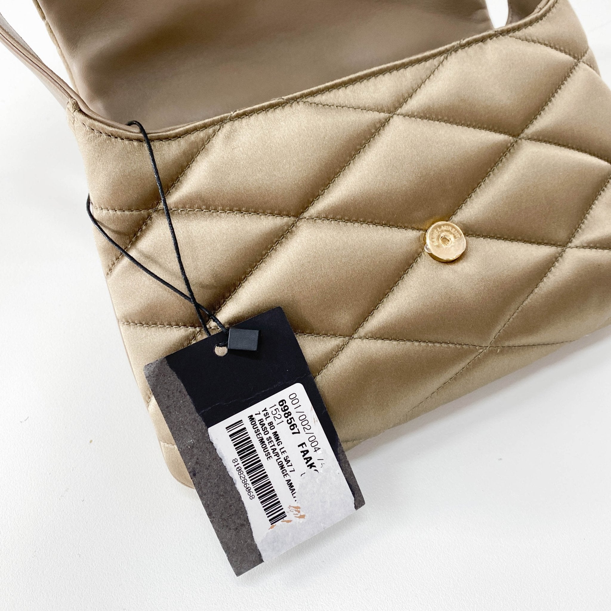SAINT LAURENT LE 5 À 7 Puffer Gold Satin Shoulder Bag, in , Sold by HIVE PRELOVED - Shoulder Bags, ,