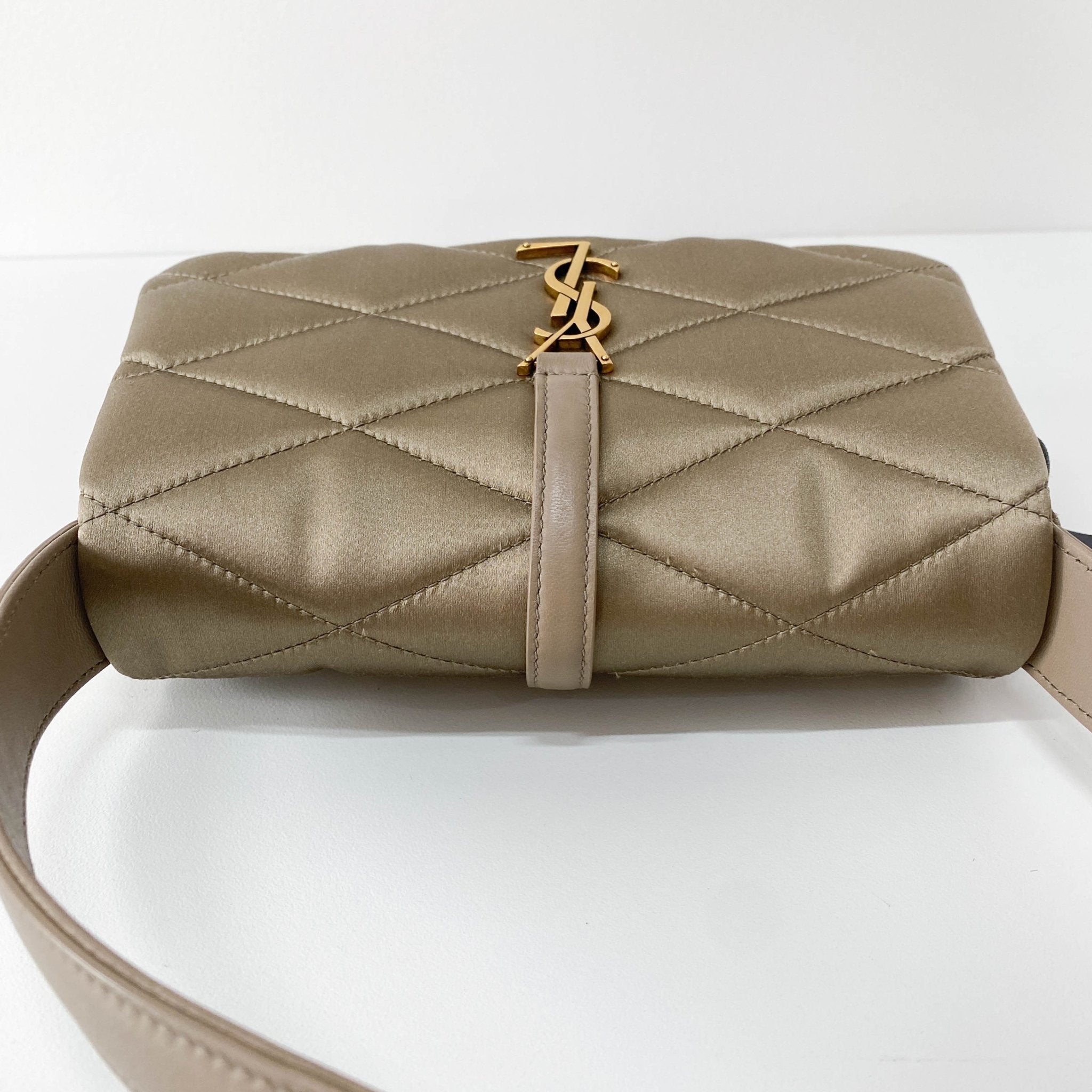 SAINT LAURENT LE 5 À 7 Puffer Gold Satin Shoulder Bag, in , Sold by HIVE PRELOVED - Shoulder Bags, ,