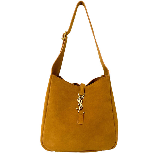SAINT LAURENT Le 5 à 7 Supple Small Suede Shoulder Bag Caramel Brown, in , Sold by HIVE PRELOVED - Bucket bags, Shoulder Bags