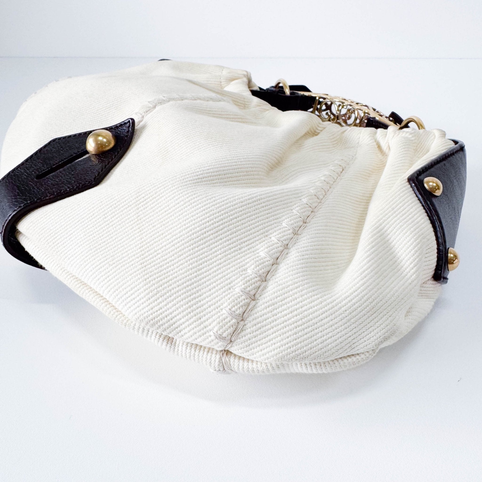 SAINT LAURENT Mombasa White Canvas Shoulder Bag, in , Sold by HIVE PRELOVED - Handle Bags, Shoulder Bags,