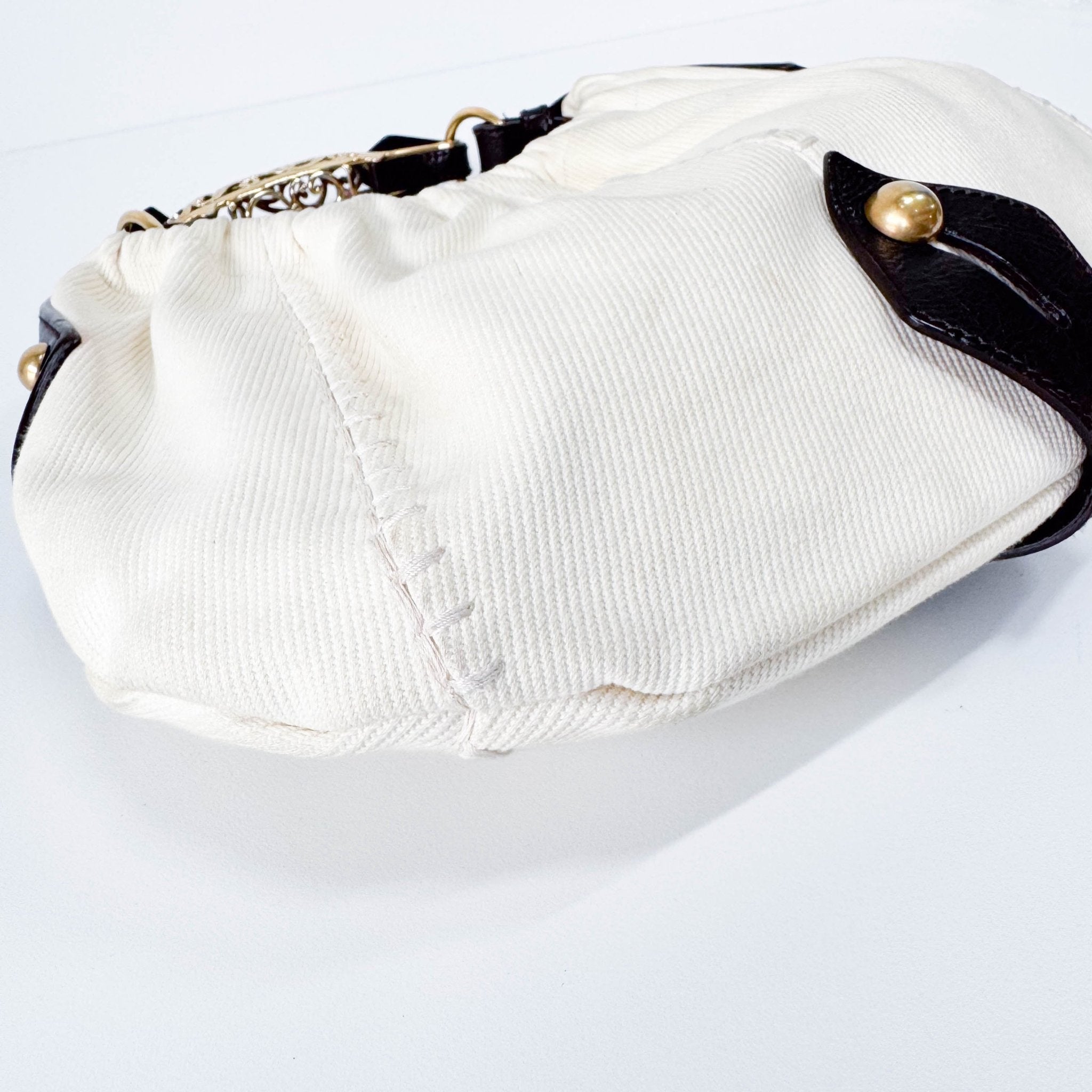 SAINT LAURENT Mombasa White Canvas Shoulder Bag, in , Sold by HIVE PRELOVED - Handle Bags, Shoulder Bags,