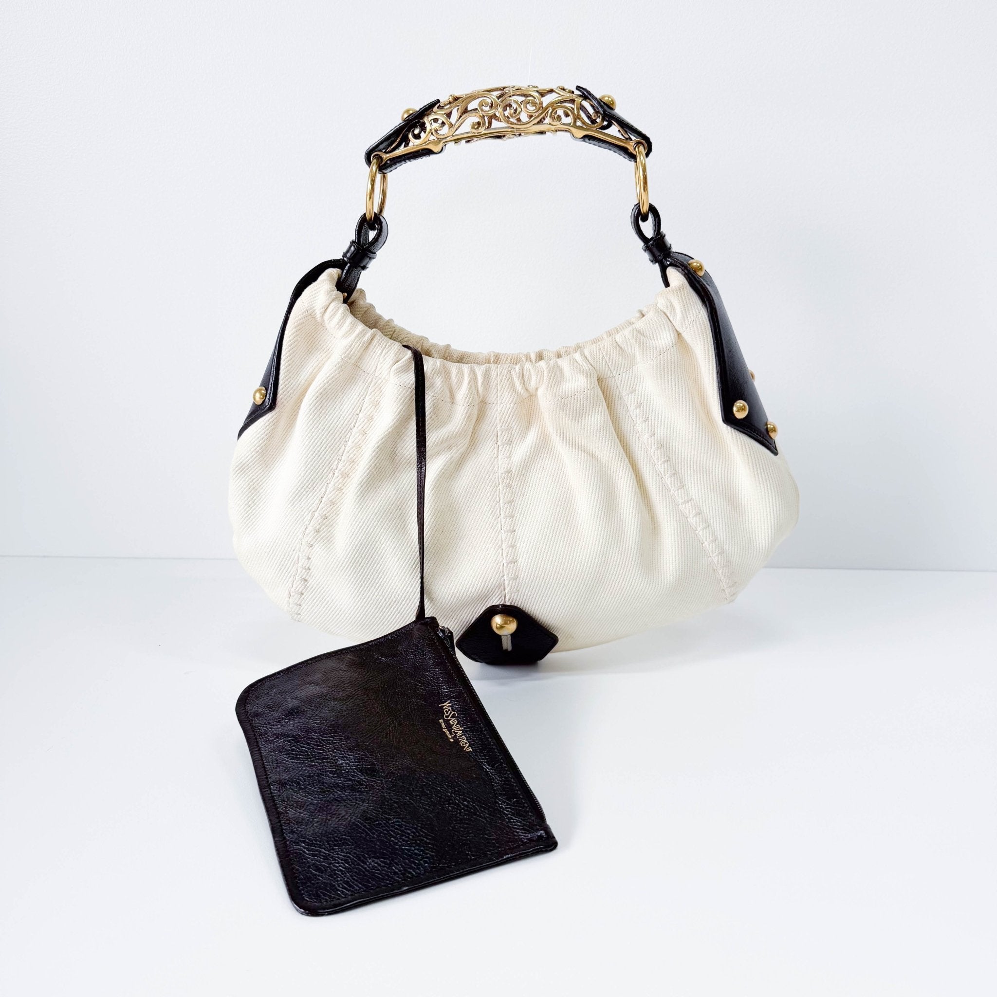 SAINT LAURENT Mombasa White Canvas Shoulder Bag, in , Sold by HIVE PRELOVED - Handle Bags, Shoulder Bags,