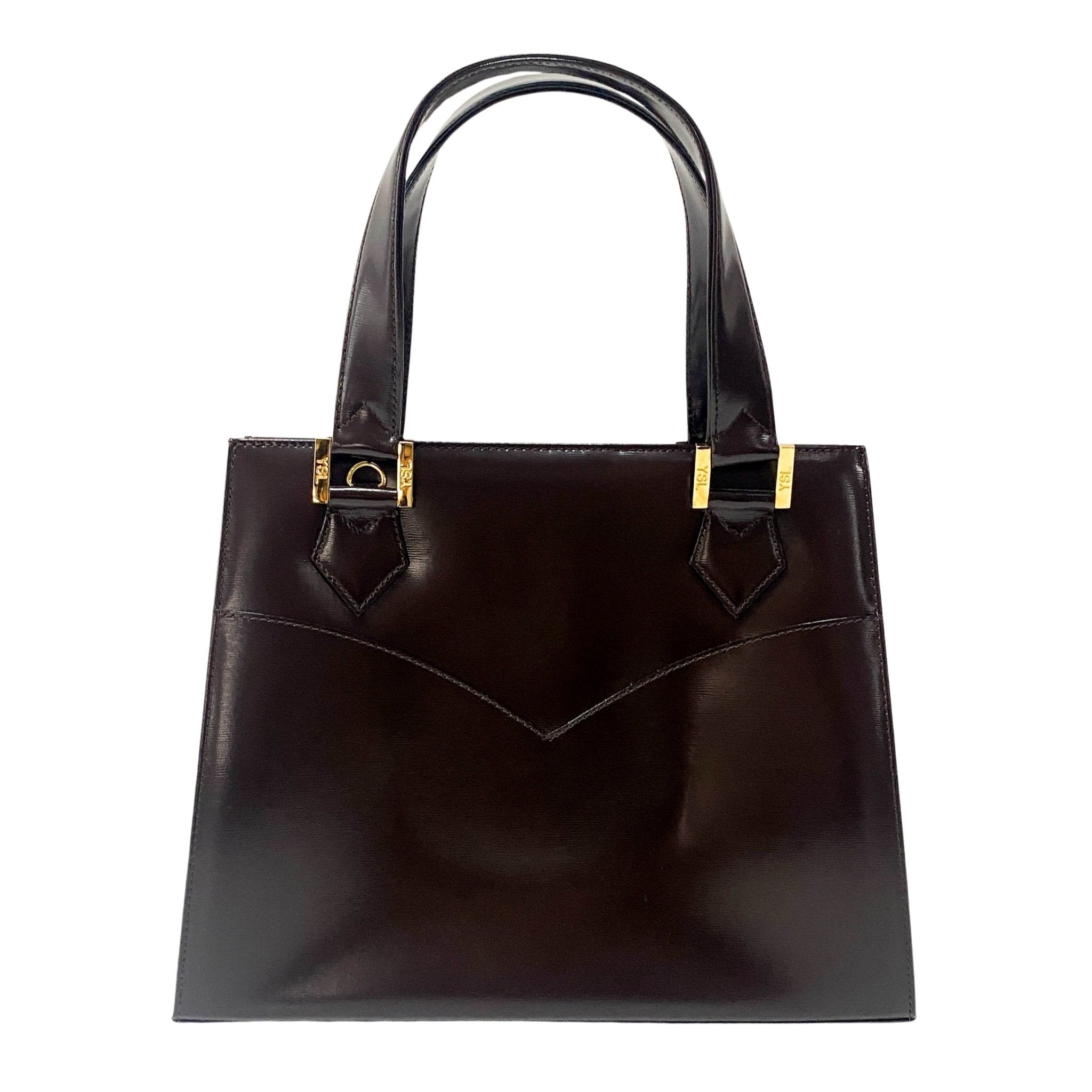 SAINT LAURENT Princess Cut Brown Leather Handle Bag, in , Sold by HIVE PRELOVED - Handle Bags, ,