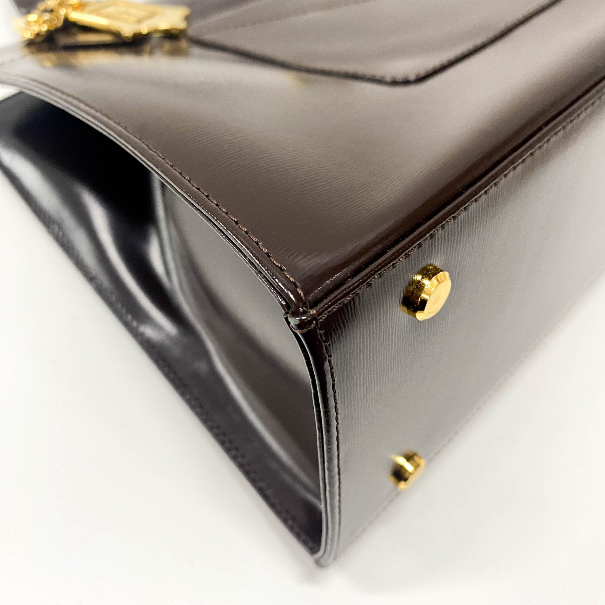 SAINT LAURENT Princess Cut Brown Leather Handle Bag, in , Sold by HIVE PRELOVED - Handle Bags, ,