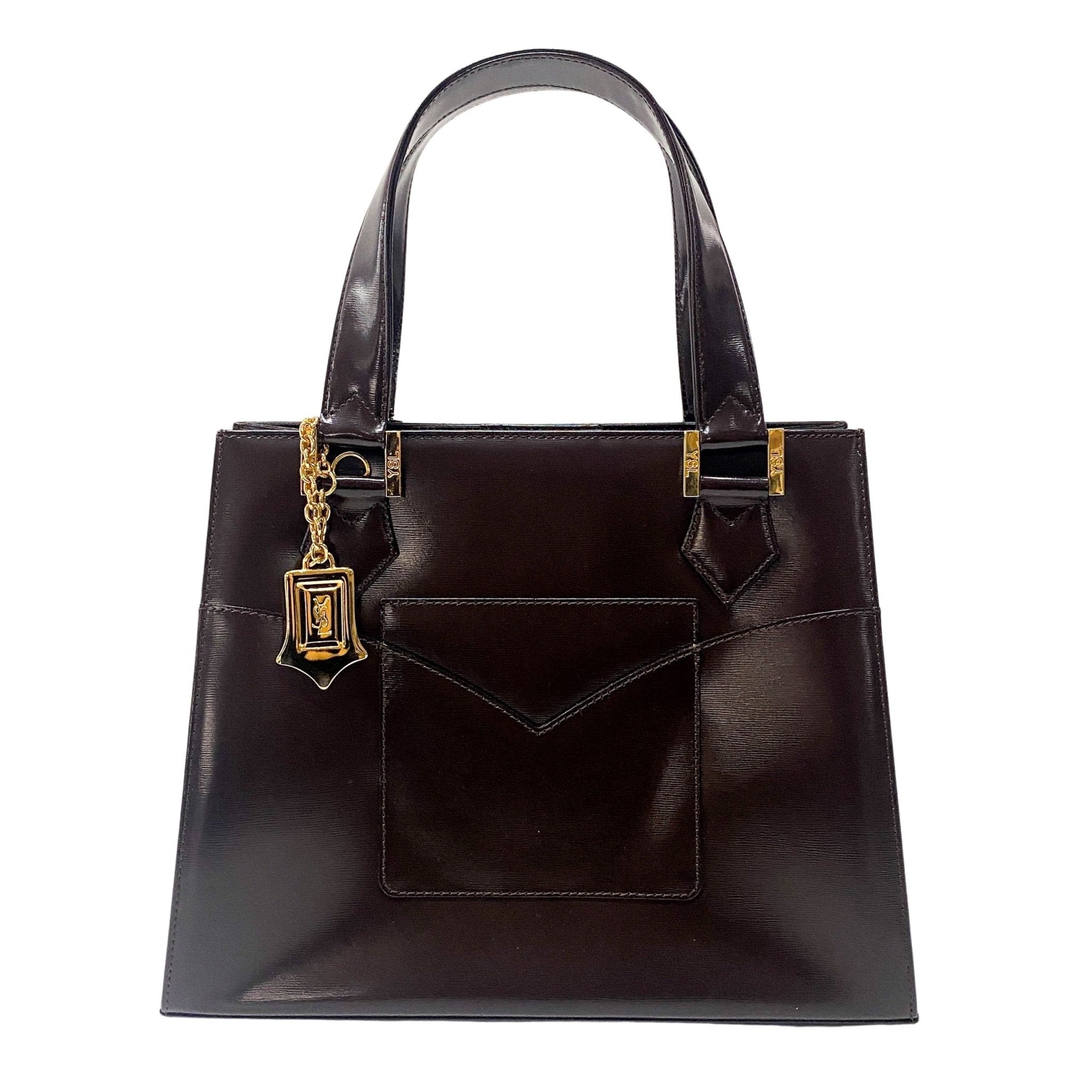 SAINT LAURENT Princess Cut Brown Leather Handle Bag, in , Sold by HIVE PRELOVED - Handle Bags, ,