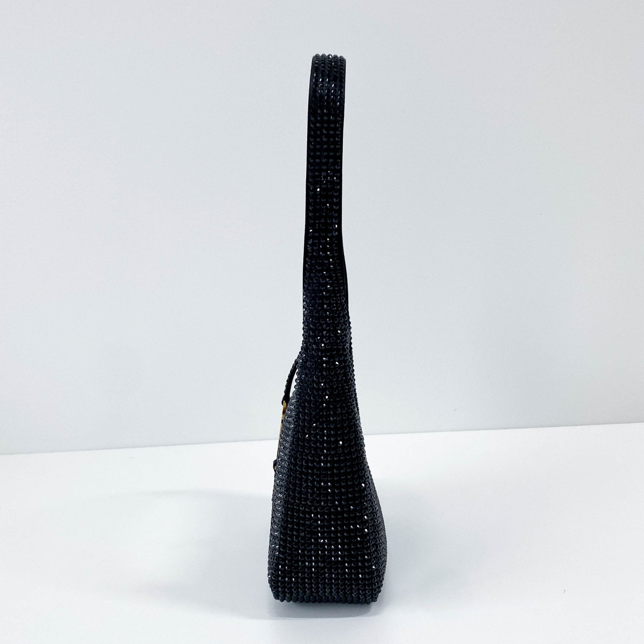 SAINT LAURENT Rare Sparkling Rhinestone Black Satin Shoulder Bag, in , Sold by HIVE PRELOVED - Handle Bags, ,